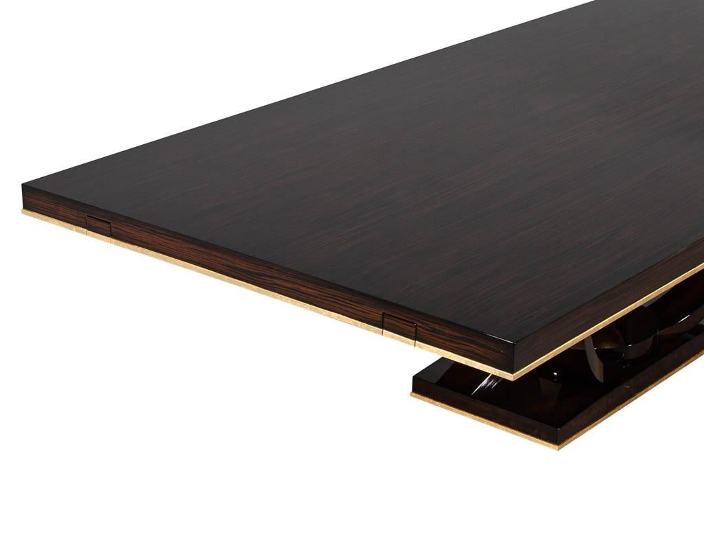 Contemporary 1 of 2 deposit for Aida Custom Art Deco Inspired Macassar Dining Table Gold Leaf