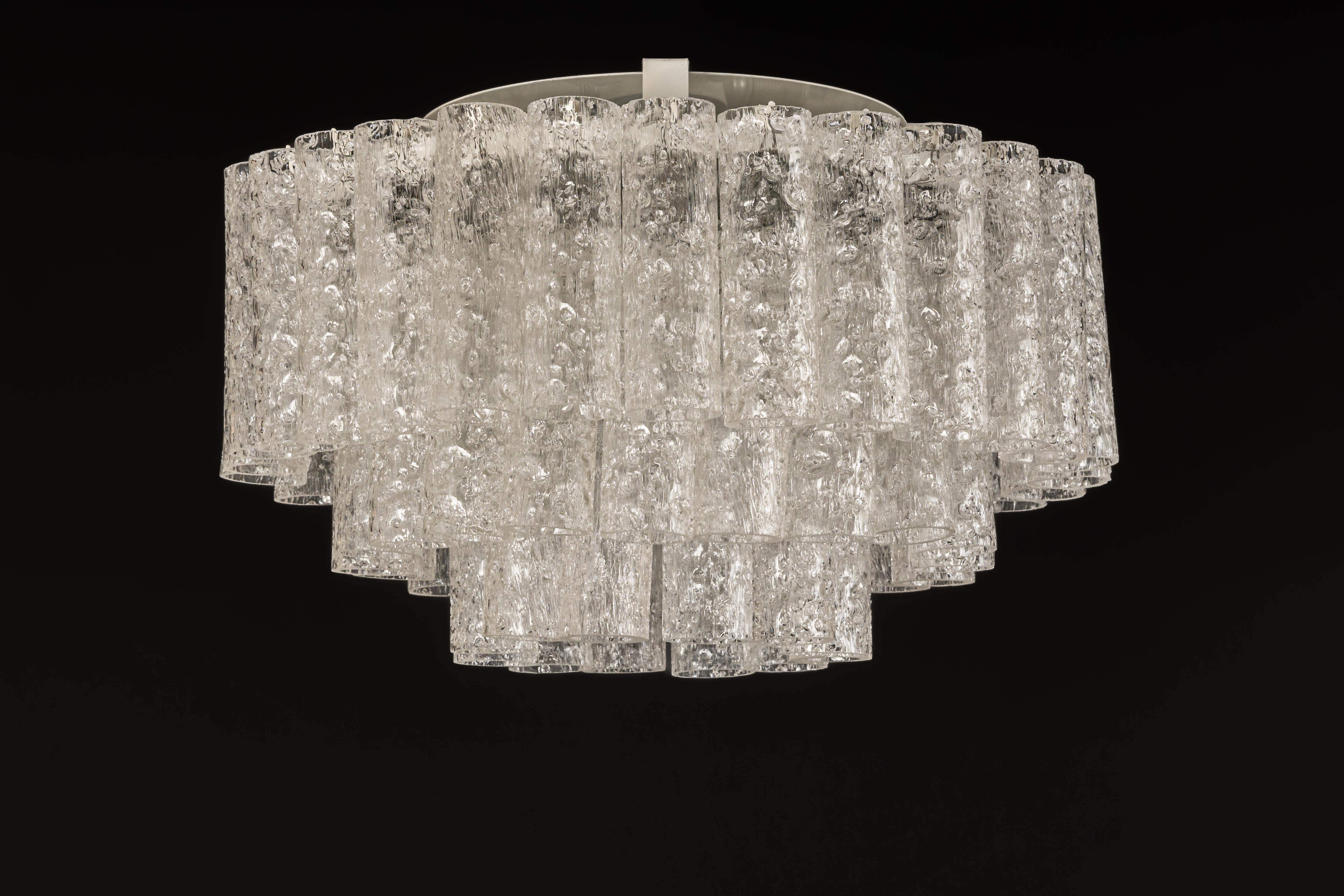 1 of 2 Doria Ice Glass Tubes Chandelier, Germany, 1960s For Sale 4