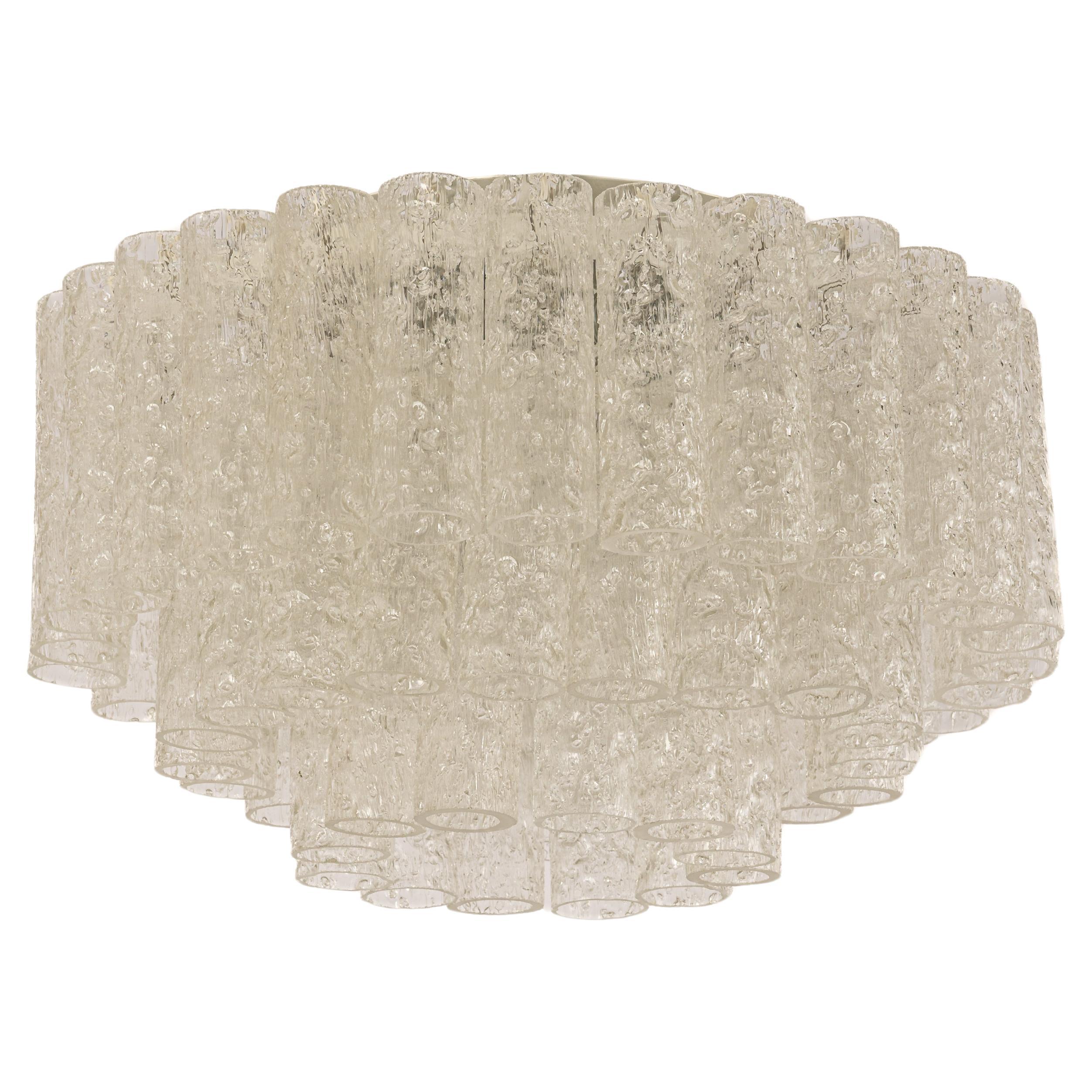 1 of 2 Doria Ice Glass Tubes Chandelier, Germany, 1960s For Sale