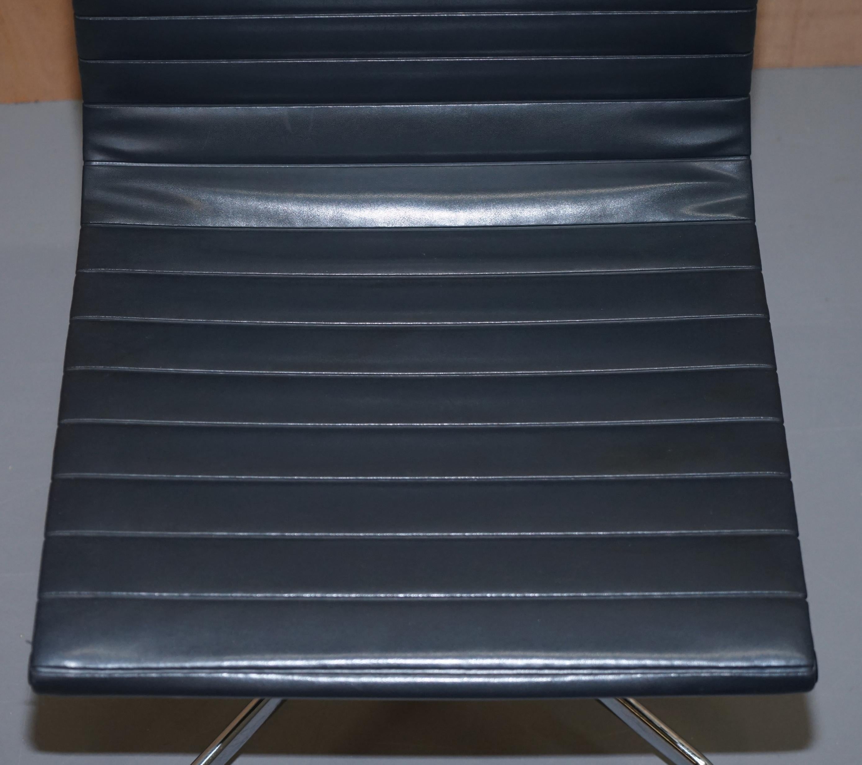 1 of 2  EA101 Vitra Eames Black Leather Office Swivel Conference Chairs 7
