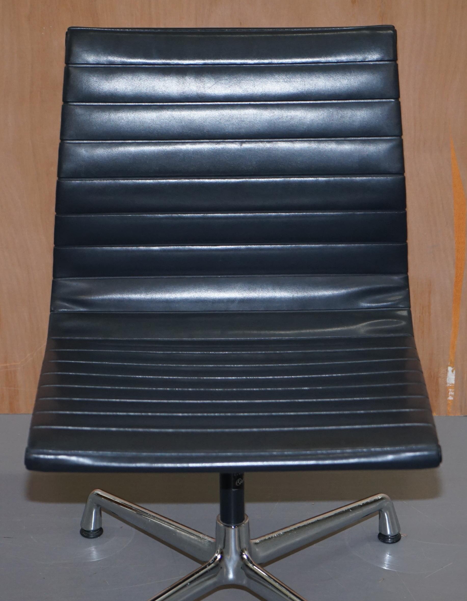 Modern 1 of 2  EA101 Vitra Eames Black Leather Office Swivel Conference Chairs
