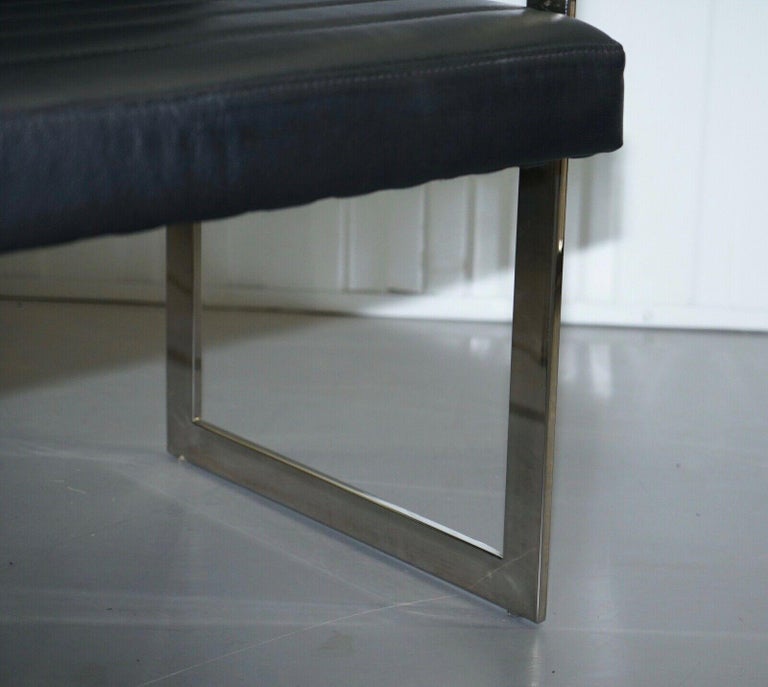 1 of 2 Eichholtz Black Leather and Chrome Office Desk Chairs For Sale