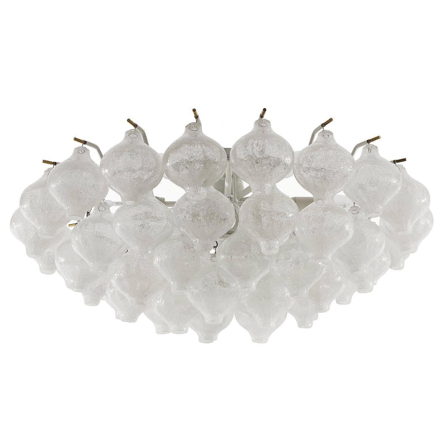 Mid-Century Modern 1 of 2 Extra Large Mid-Century 'Tulipan' Glass Flush Mount Lights by Kalmar 1970 For Sale