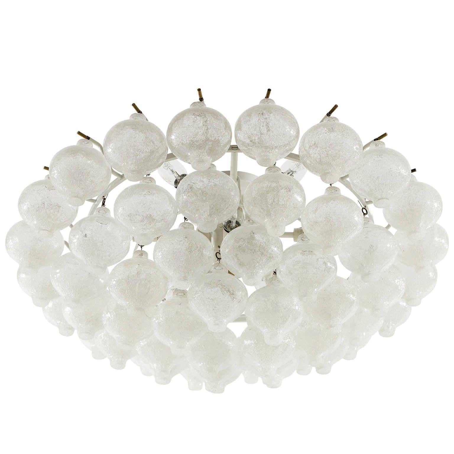 Austrian 1 of 2 Extra Large Mid-Century 'Tulipan' Glass Flush Mount Lights by Kalmar 1970 For Sale