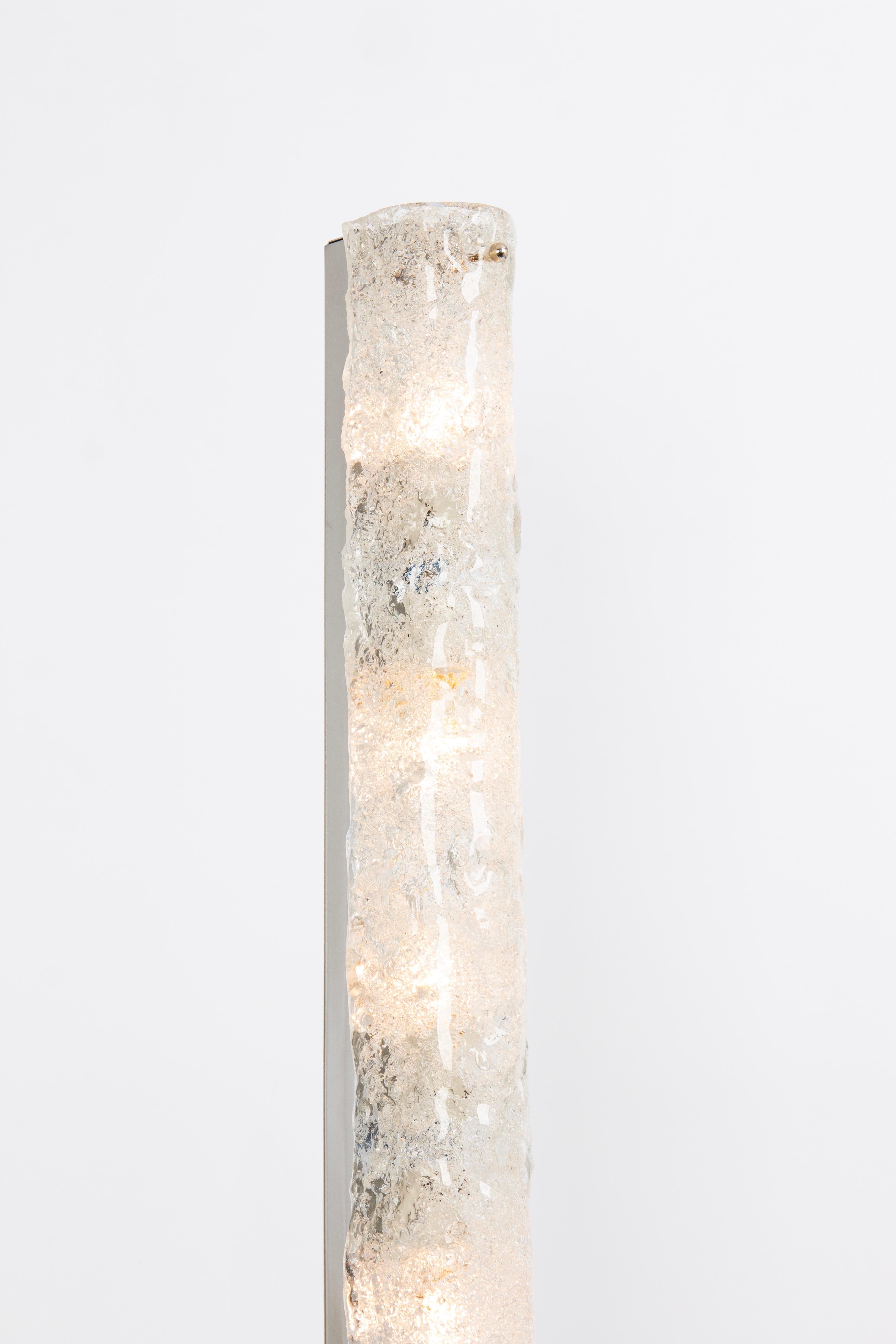 1 of 4 Extra Large Murano Ice Glass Sconces Modernist Wall Fixtures, Germany For Sale 5