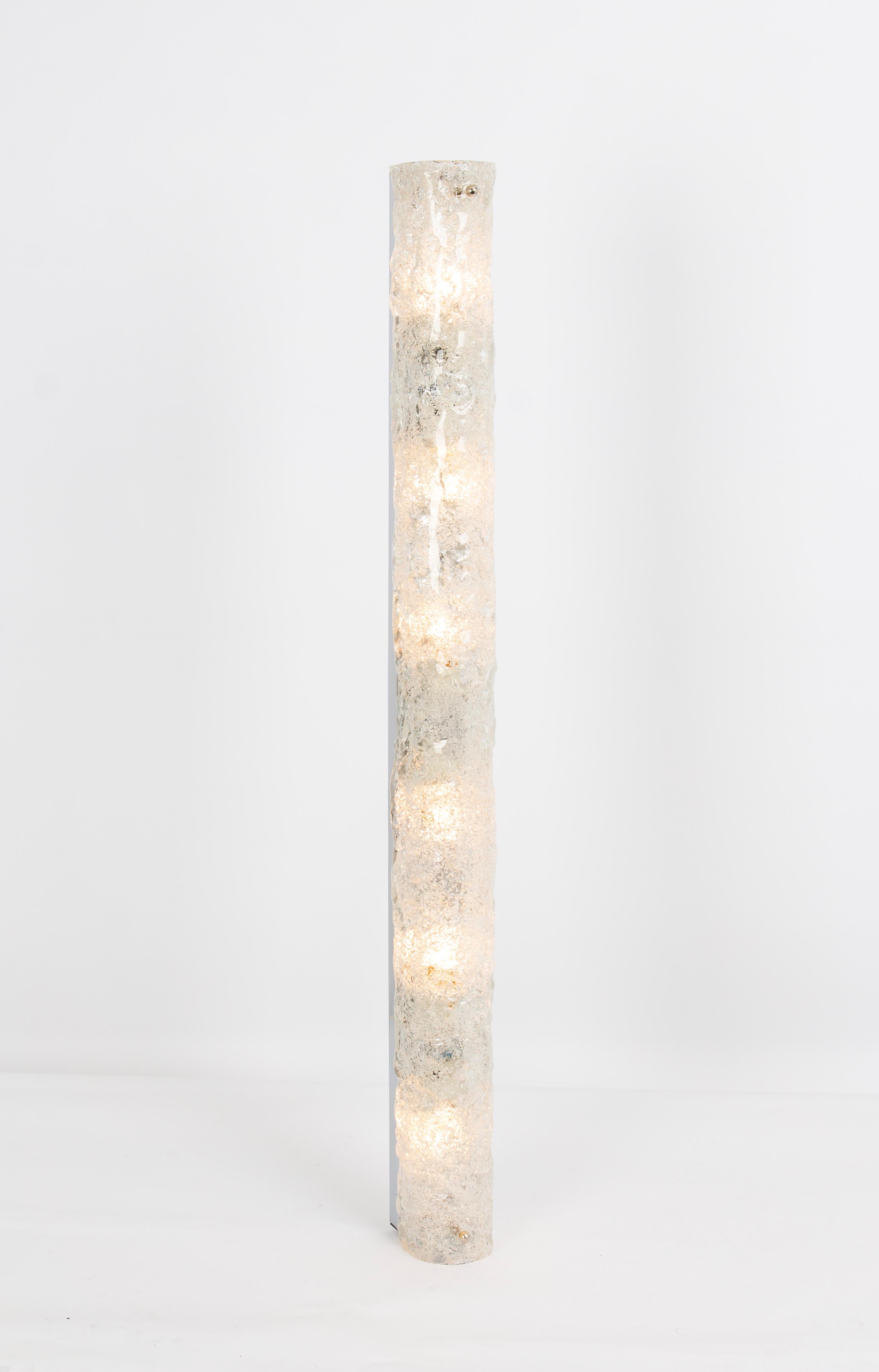 Mid-Century Modern 1 of 4 Extra Large Murano Ice Glass Sconces Modernist Wall Fixtures, Germany For Sale