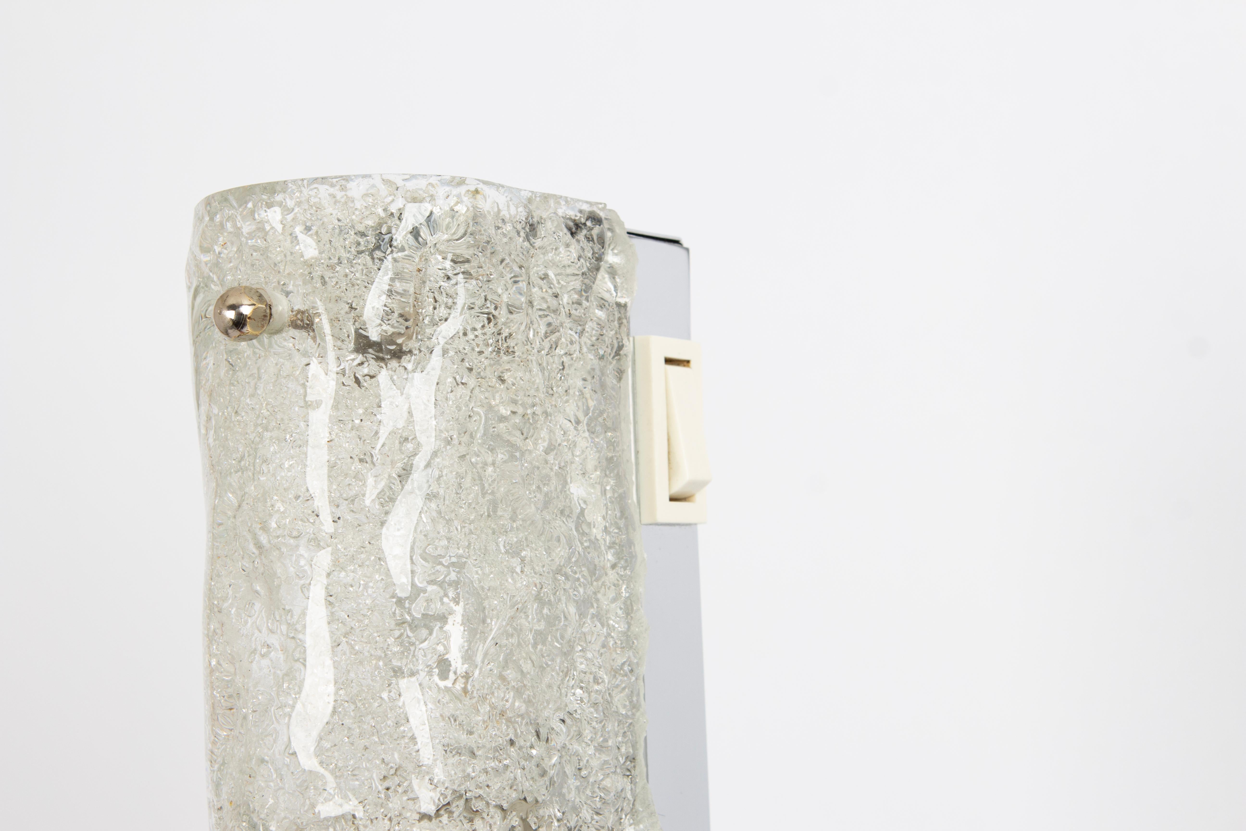 Late 20th Century 1 of 4 Extra Large Murano Ice Glass Sconces Modernist Wall Fixtures, Germany For Sale
