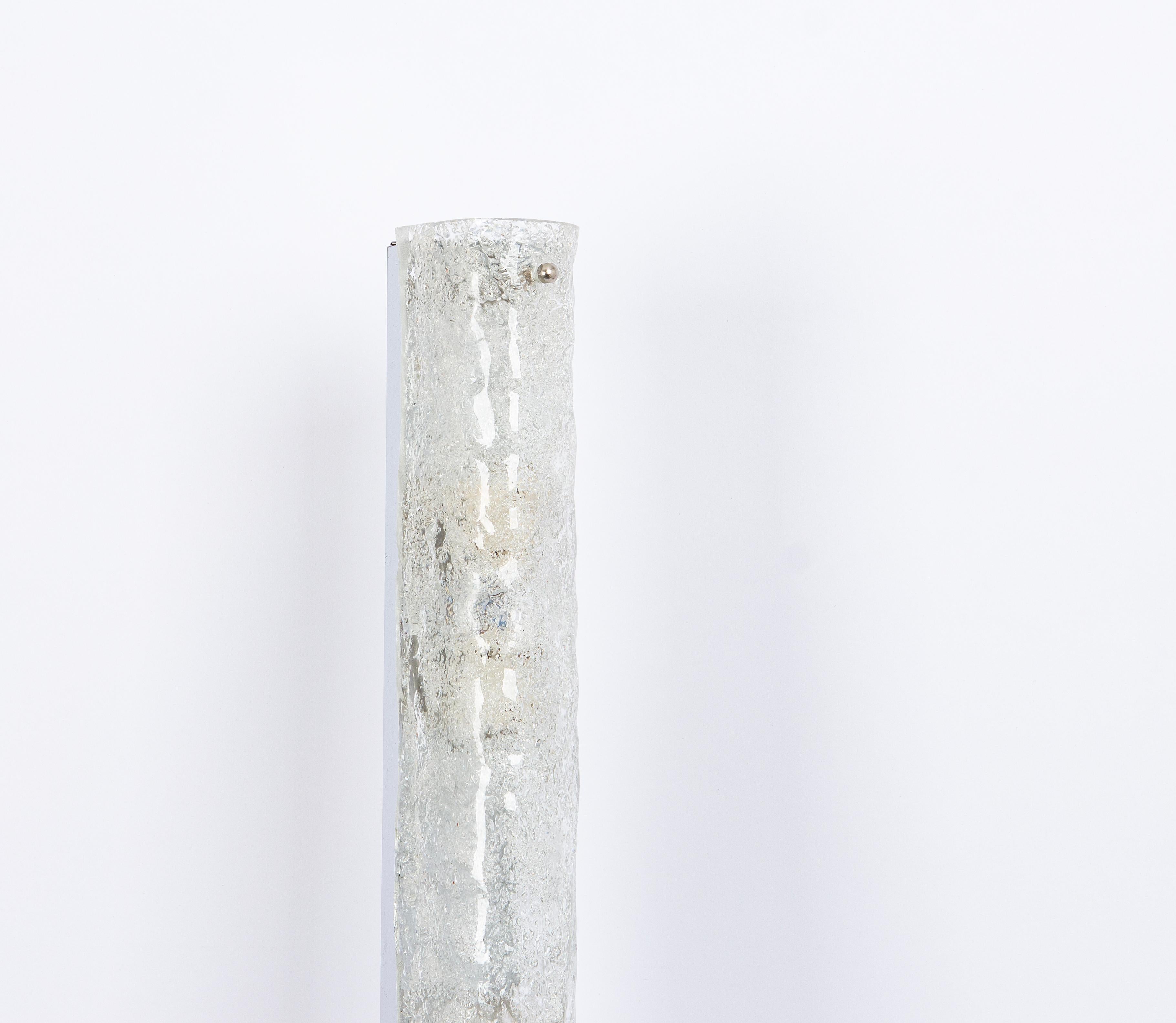 1 of 4 Extra Large Murano Ice Glass Sconces Modernist Wall Fixtures, Germany For Sale 1