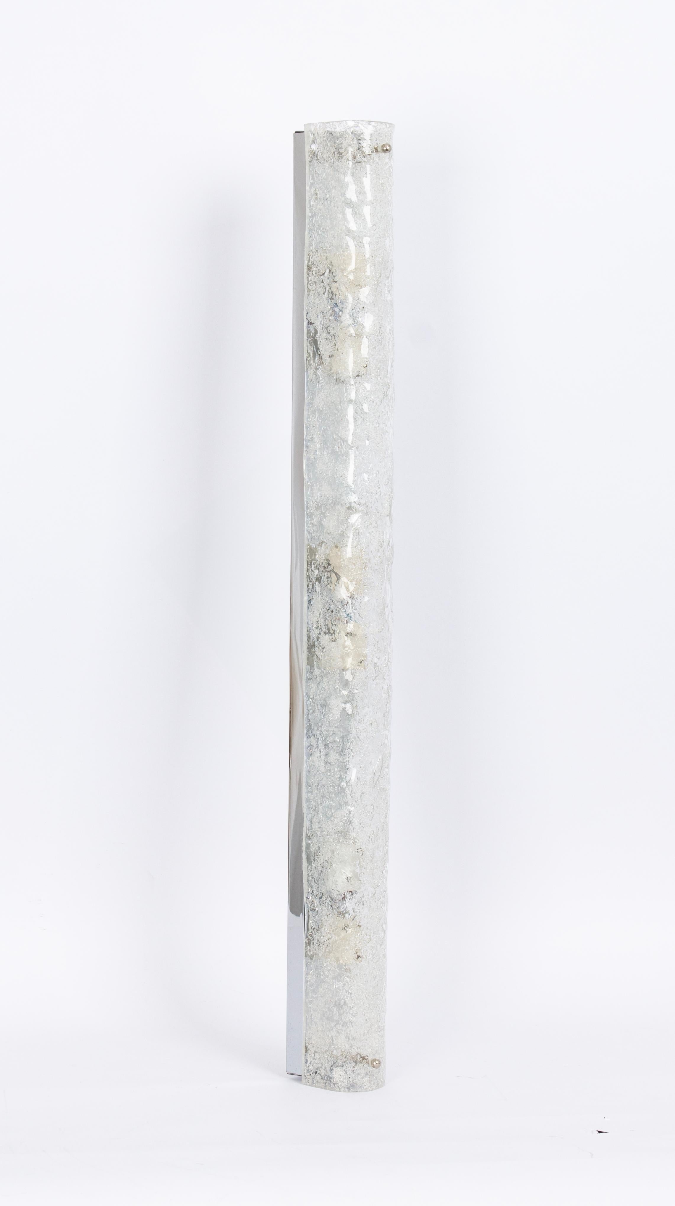 1 of 4 Extra Large Murano Ice Glass Sconces Modernist Wall Fixtures, Germany For Sale 2