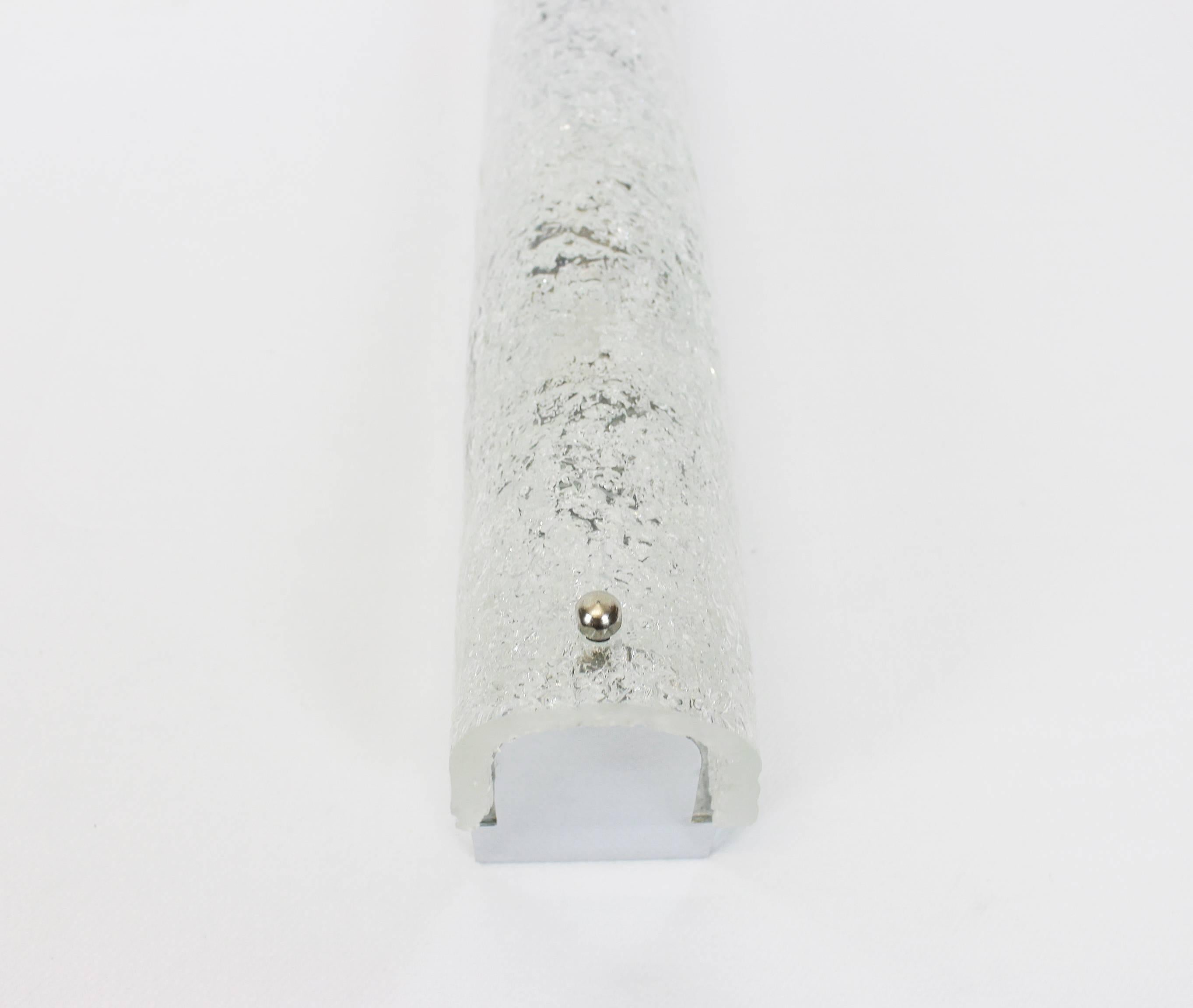1 of 4 Extra Large Murano Ice Glass Sconces Modernist Wall Fixtures, Germany For Sale 3