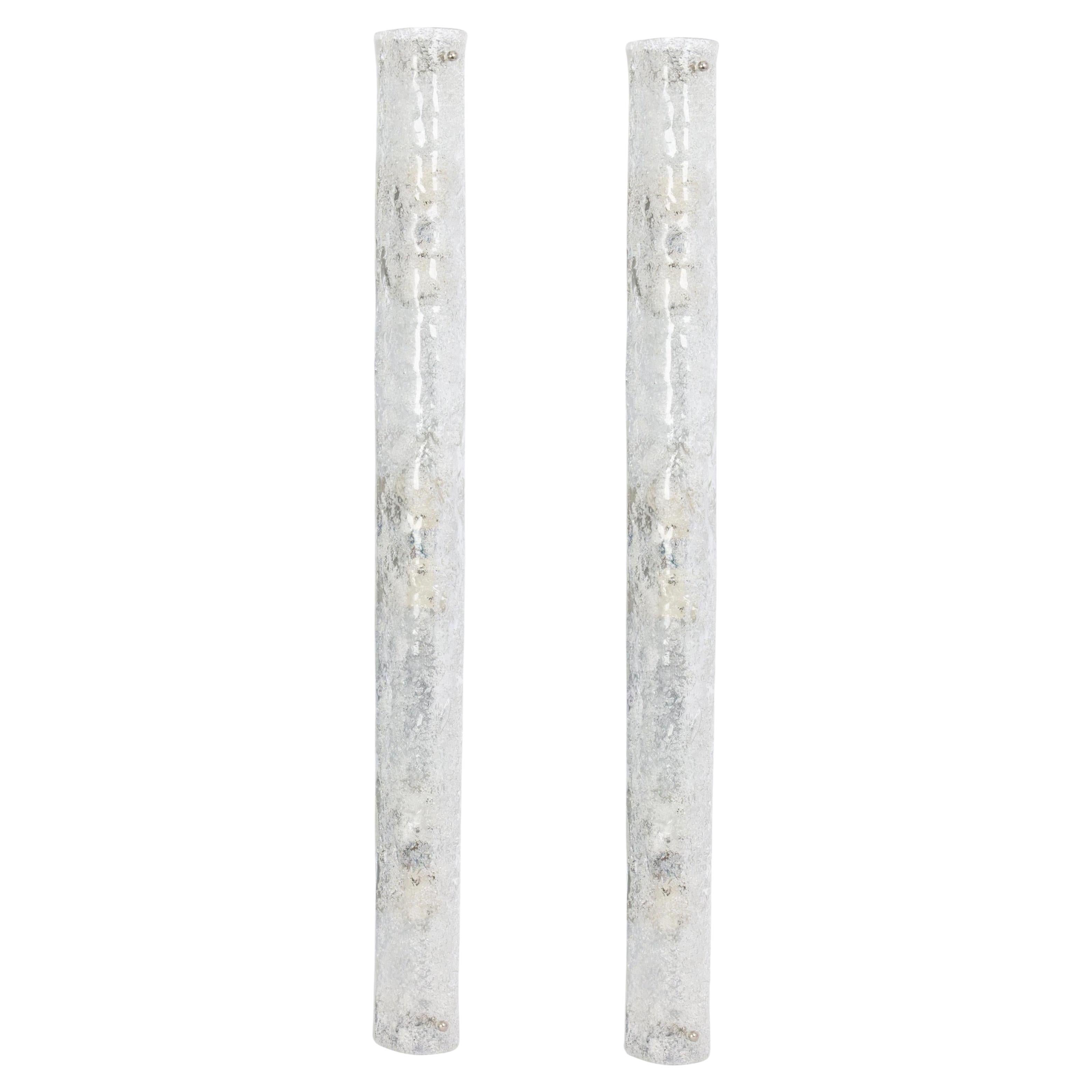 1 of 4 Extra Large Murano Ice Glass Sconces Modernist Wall Fixtures, Germany For Sale