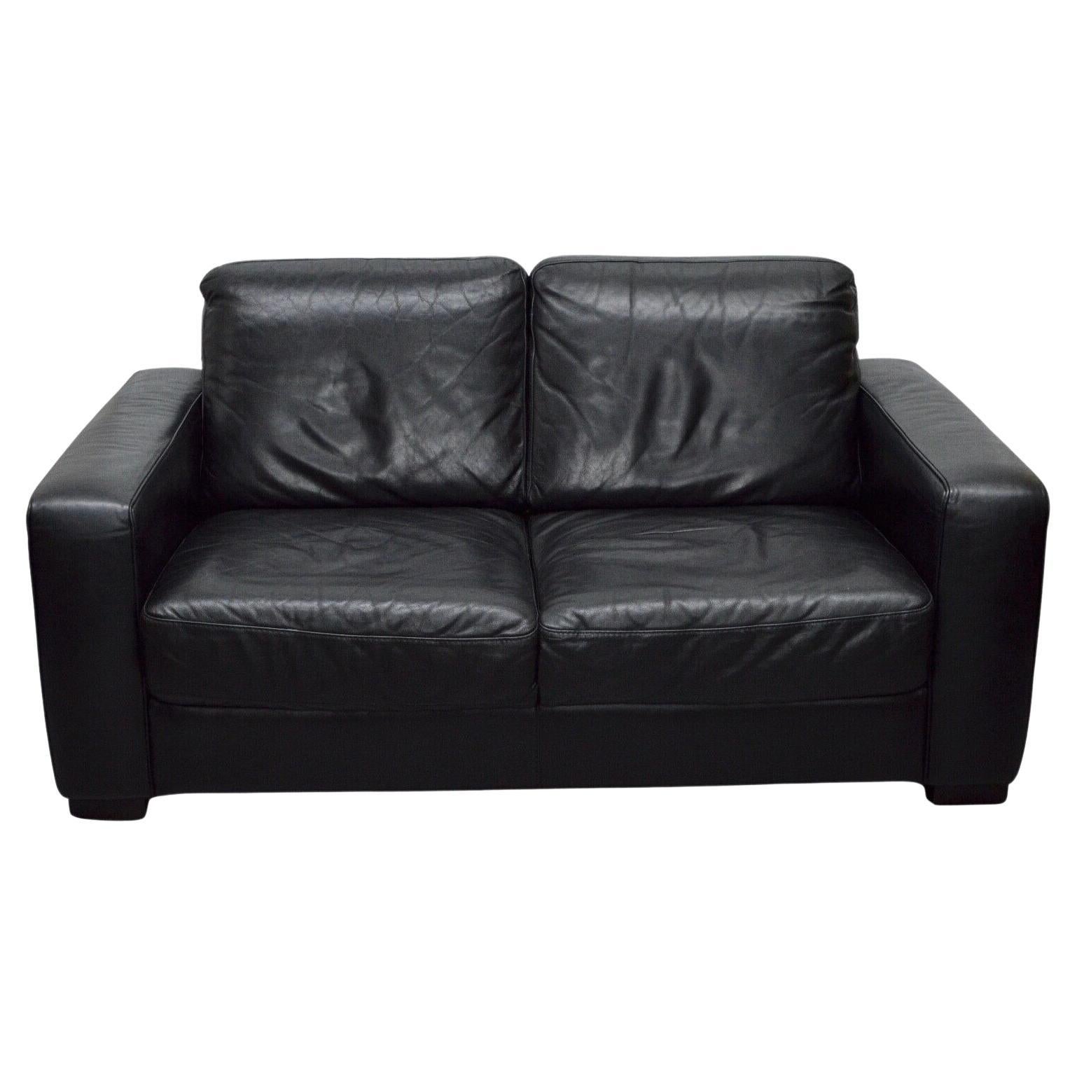 1 of 2 FINE NATUZZI BLACK LEATHER TWO SEATER SOFAS MATCING ARMCHAIR AVAILABLE
