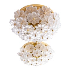 1 (of 2) Floral Palwa Flush Mount and Wall Sconce Lamp Chandelier by Ernst Palme