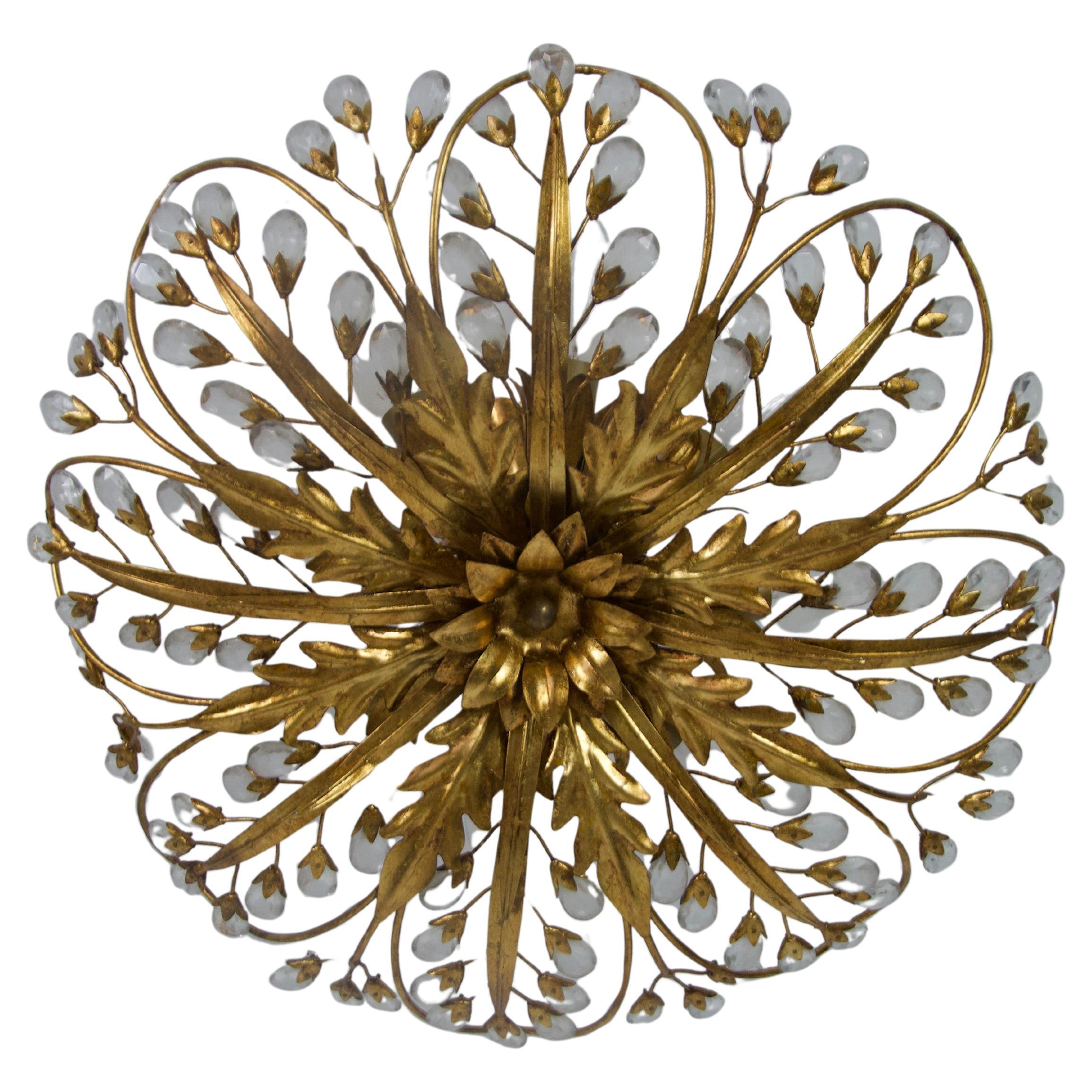 1 of 2 Florentine Flower Shape Flush Mount by Banci Firenze, Italy, 1970s