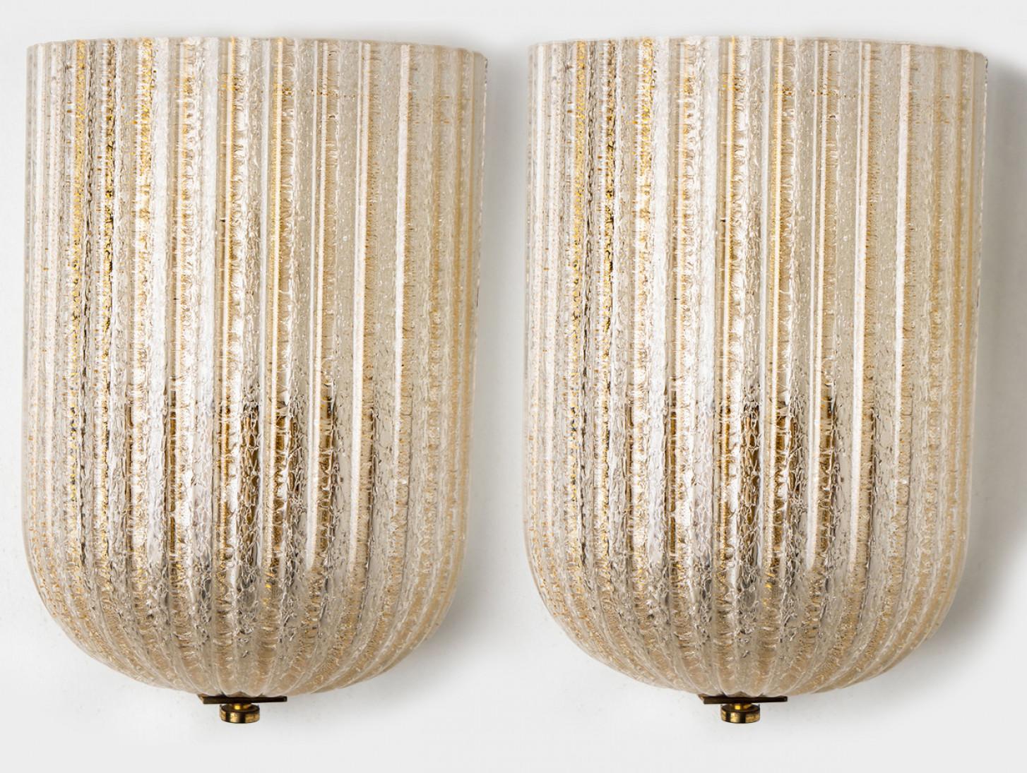 1 of 2 Fluted Murano Glass Wall Sconces Barovier, Italy, 1960s For Sale 5