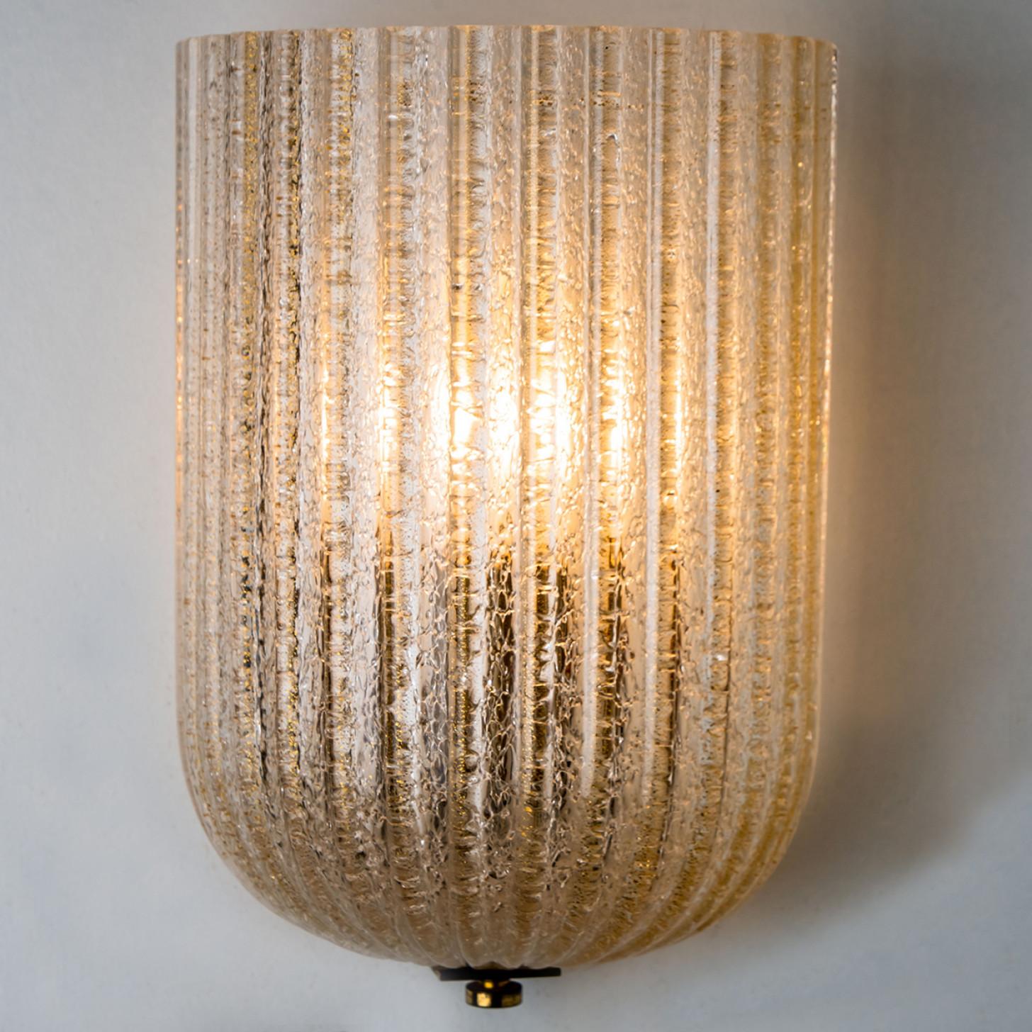 Other 1 of 2 Fluted Murano Glass Wall Sconces Barovier, Italy, 1960s