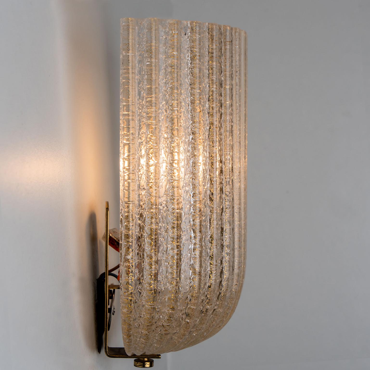 Other 1 of 2 Fluted Murano Glass Wall Sconces Barovier, Italy, 1960s For Sale