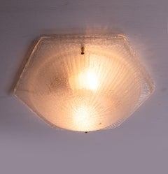 1 'of 2' Frosted Murano Ceiling / Wall Light Glass & Brass by Eglo, Austria 1960