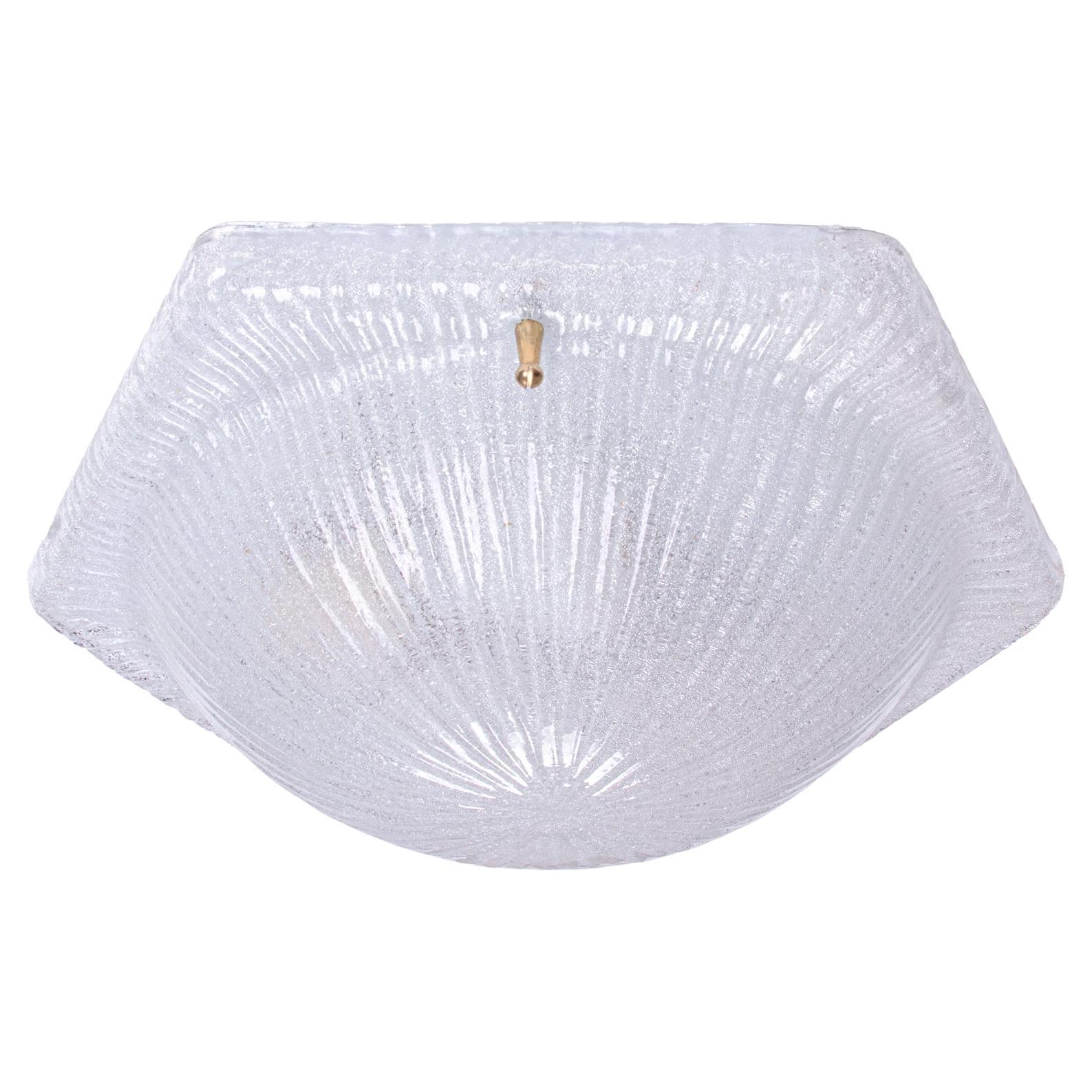 1 'of 2' Frosted Murano Ceiling / Wall Light Glass & Brass by Eglo, Austria 1960 For Sale