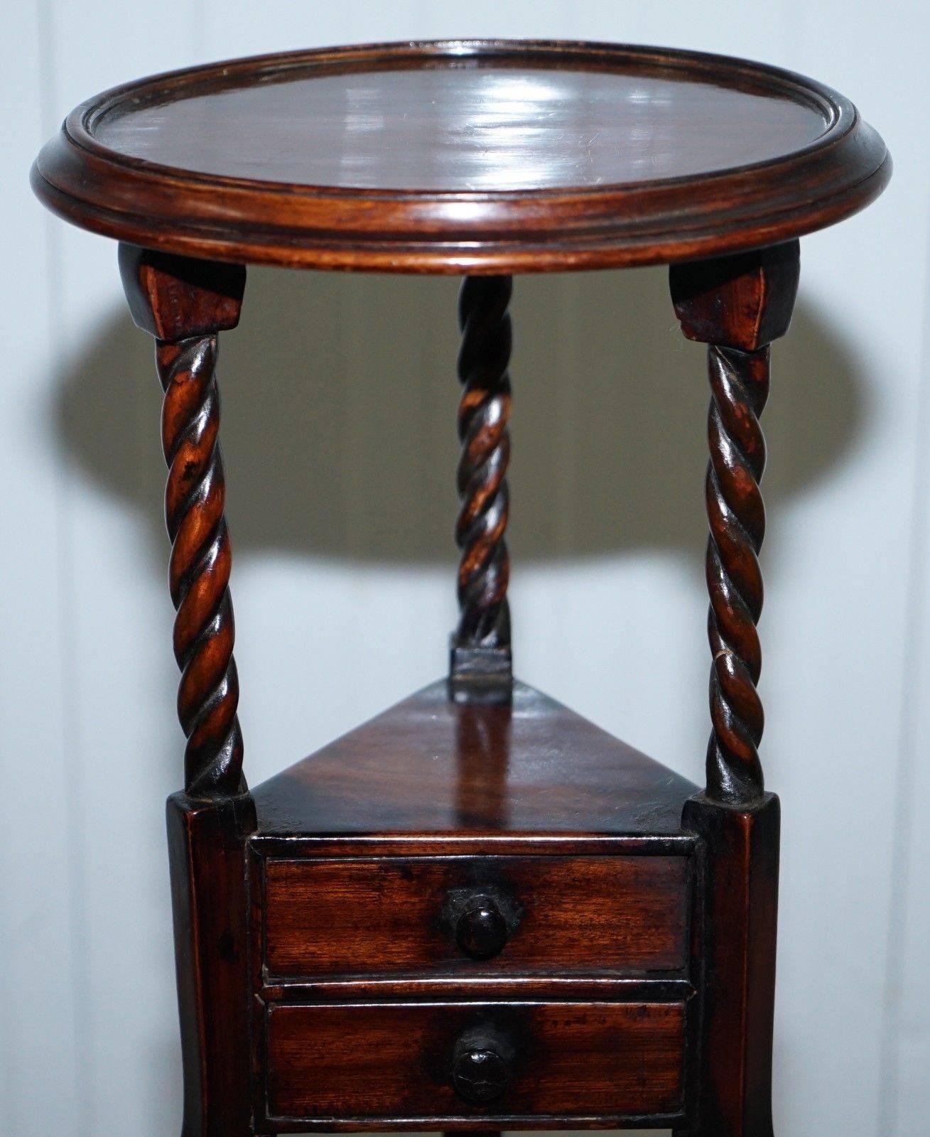 Regency 1 of 2 George III Style Mahogany Jardinière Display Stands with Two Faux Drawers