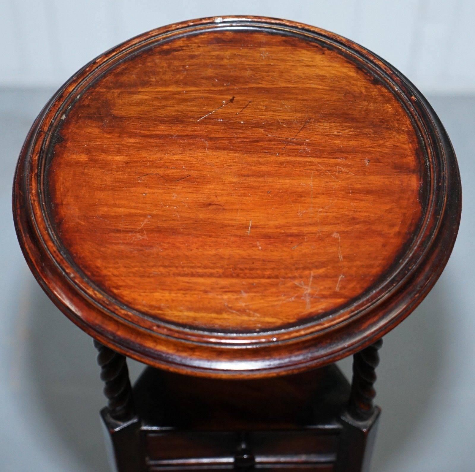 20th Century 1 of 2 George III Style Mahogany Jardinière Display Stands with Two Faux Drawers