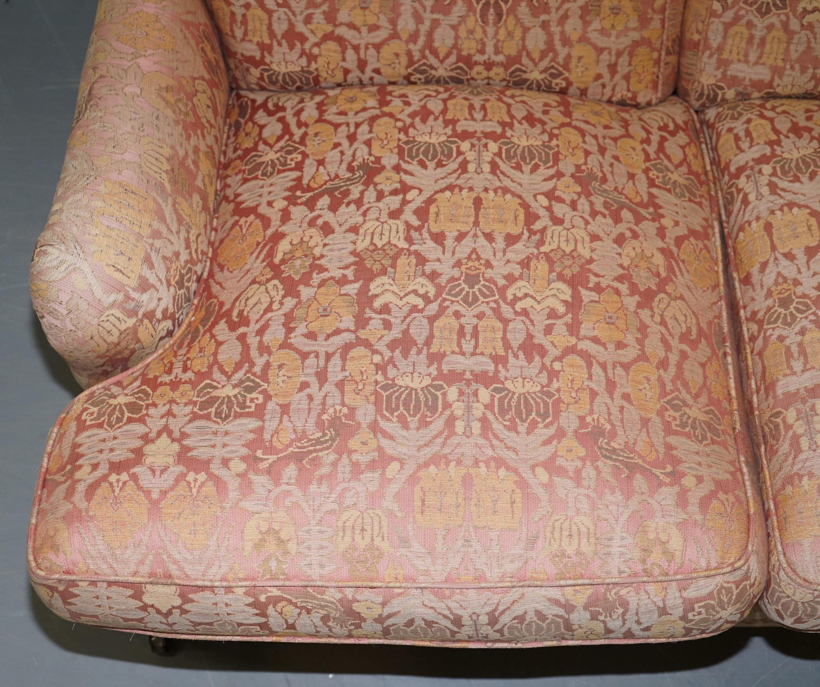 Upholstery 1 of 2 George Smith Scroll Arm Three-Seat Sofas Embroidered Fabric