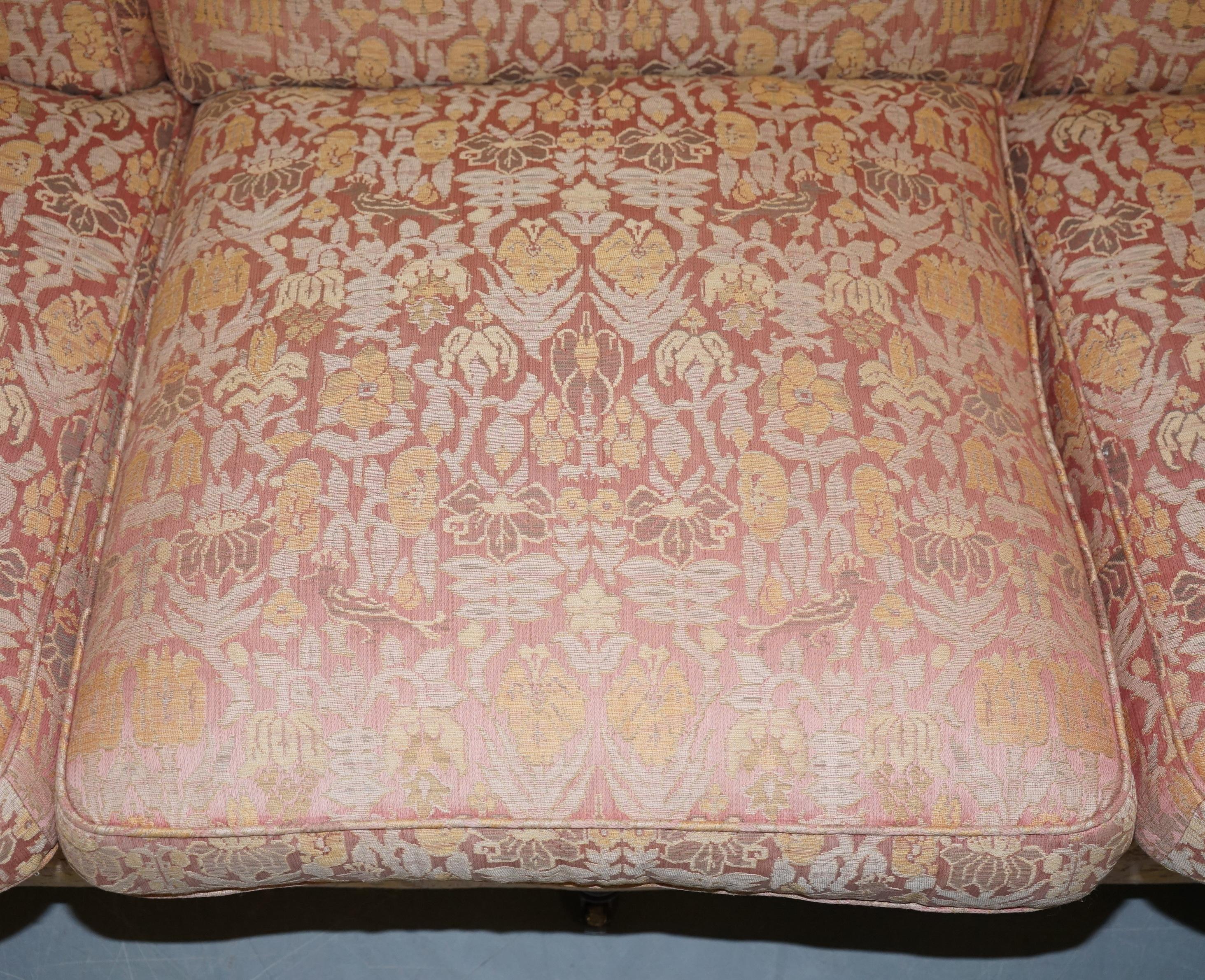1 of 2 George Smith Scroll Arm Three-Seat Sofas Embroidered Fabric 1