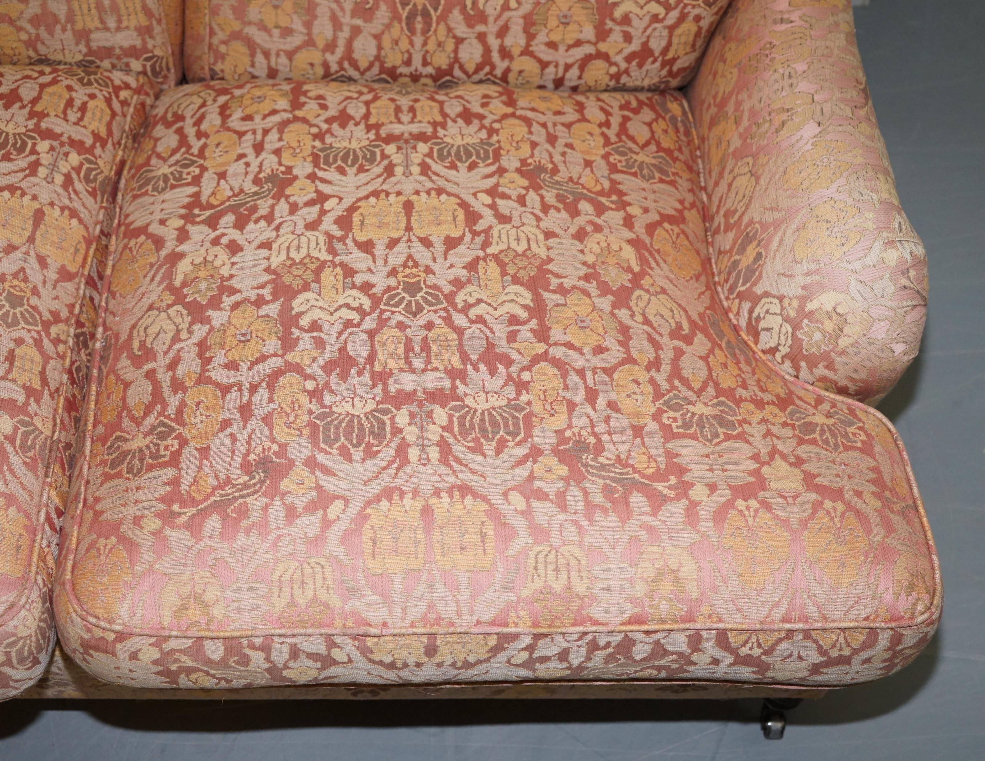 1 of 2 George Smith Scroll Arm Three-Seat Sofas Embroidered Fabric 3