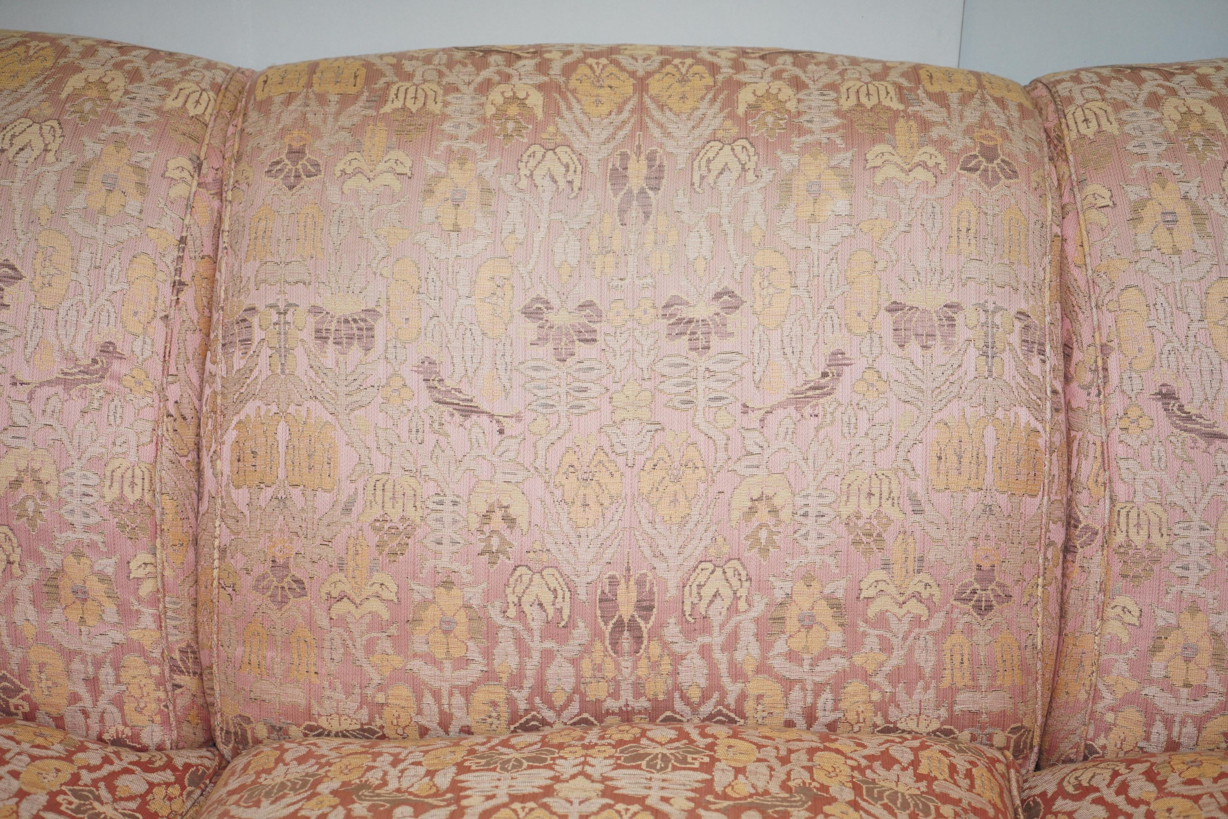 1 of 2 George Smith Scroll Arm Three-Seat Sofas Embroidered Fabric 4
