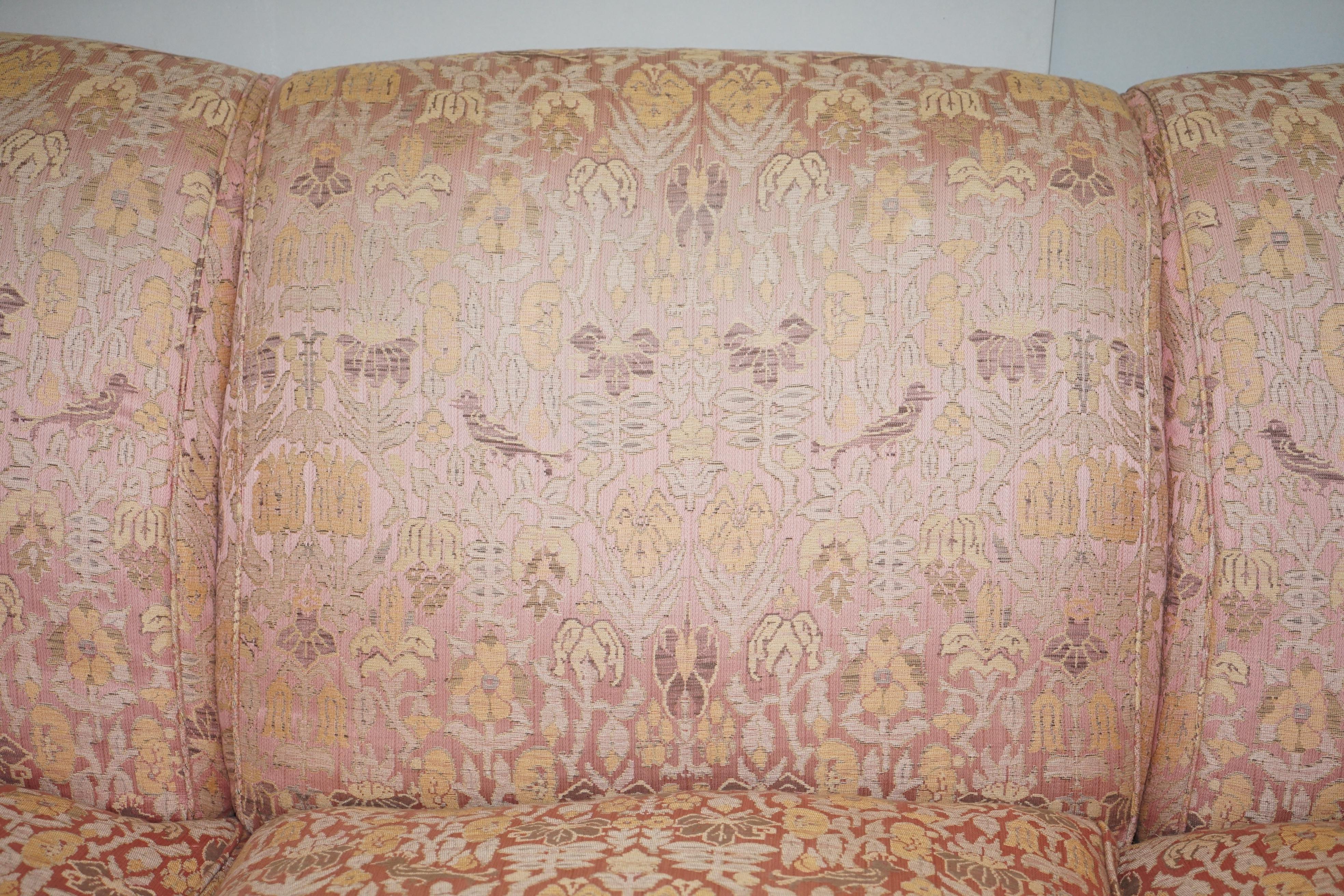 1 of 2 George Smith Scroll Arm Three-Seat Sofas Embroidered Fabric 3