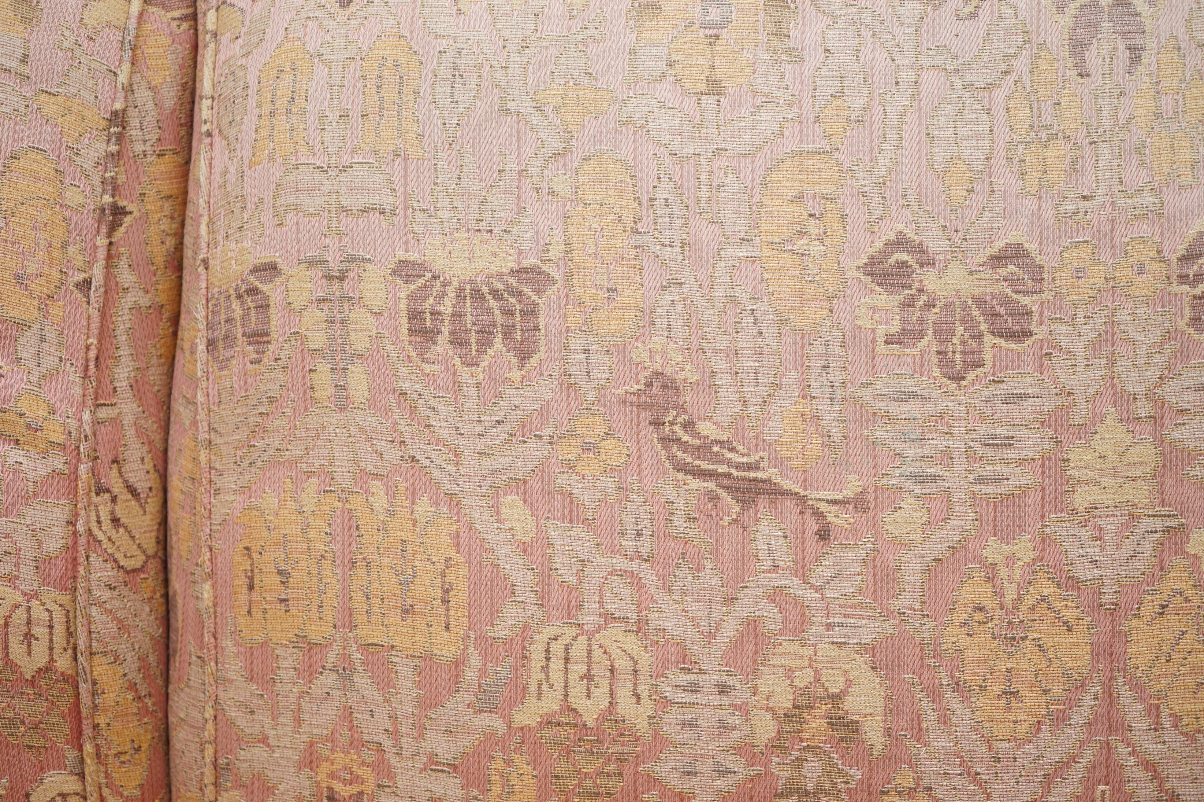 1 of 2 George Smith Scroll Arm Three-Seat Sofas Embroidered Fabric 4