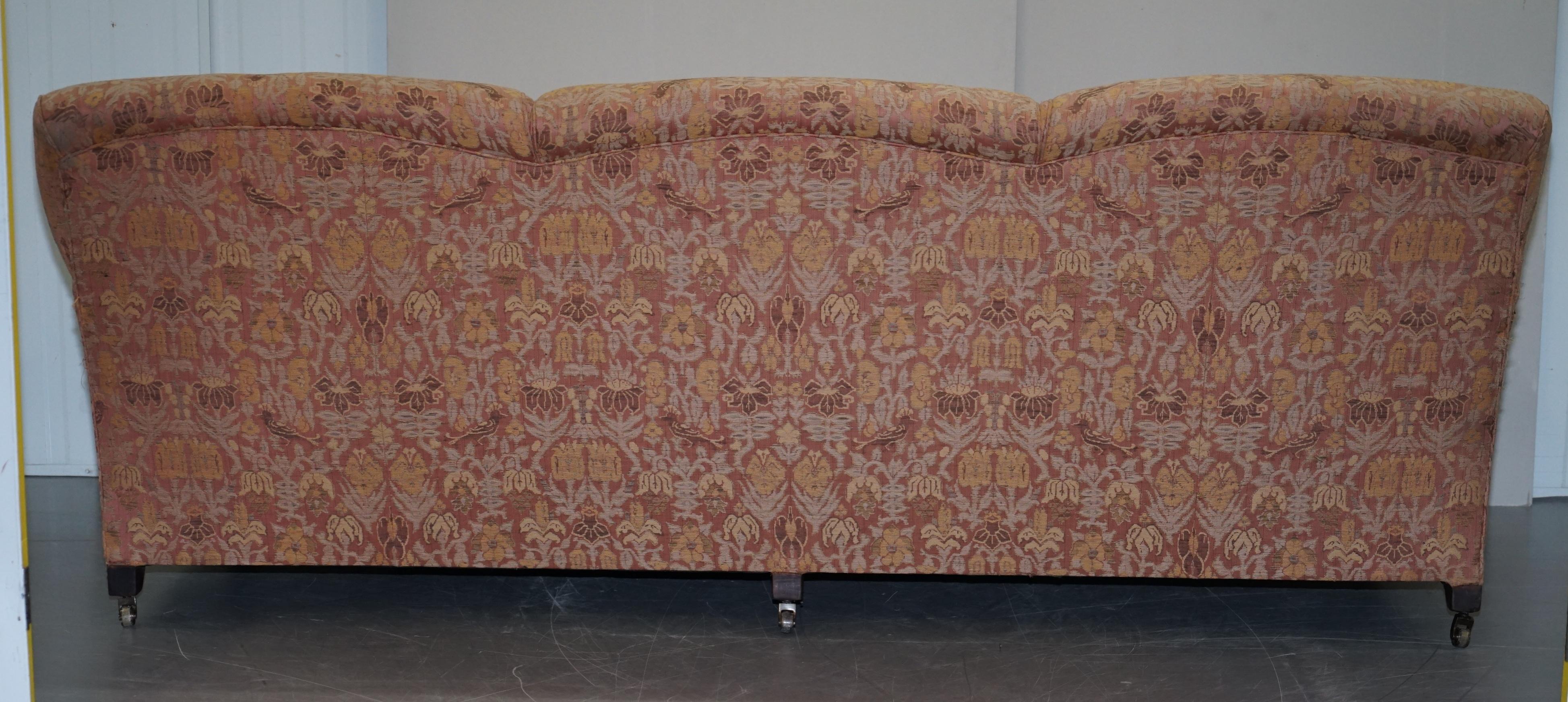 1 of 2 George Smith Scroll Arm Three-Seat Sofas Embroidered Fabric 6