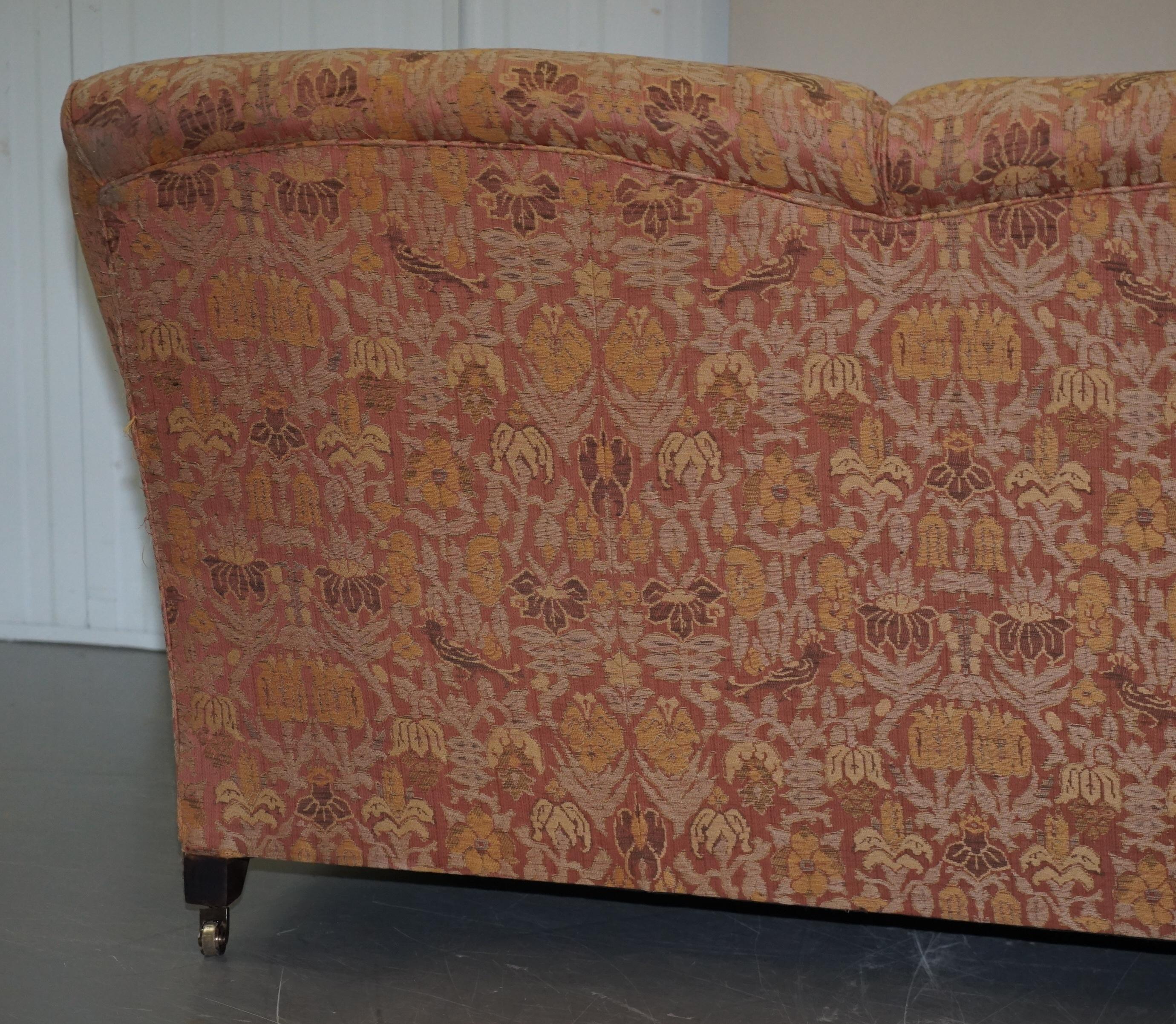1 of 2 George Smith Scroll Arm Three-Seat Sofas Embroidered Fabric 8