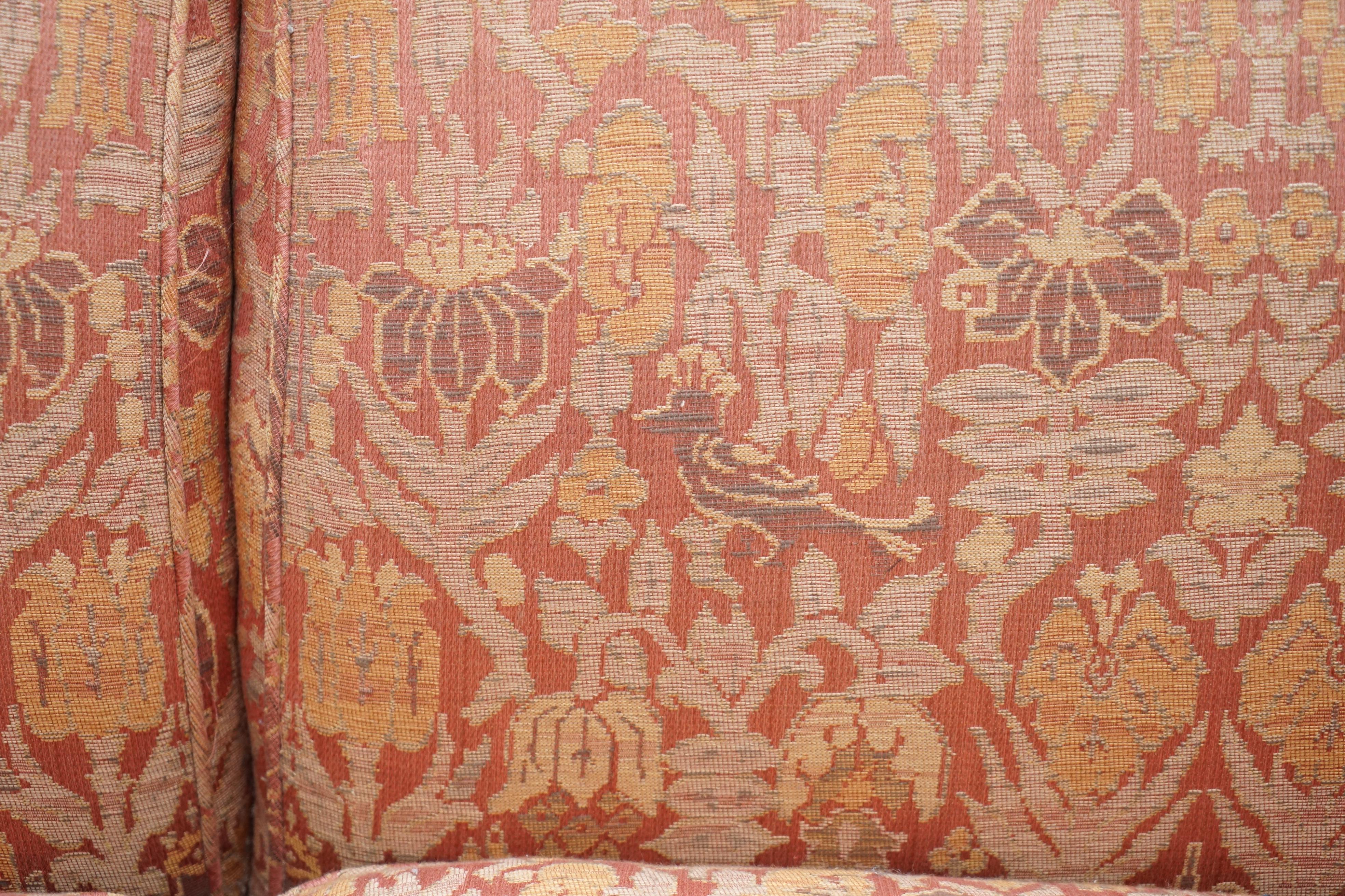 1 of 2 George Smith Scroll Arm Two-Seat Sofas Embroidered Fabric 2