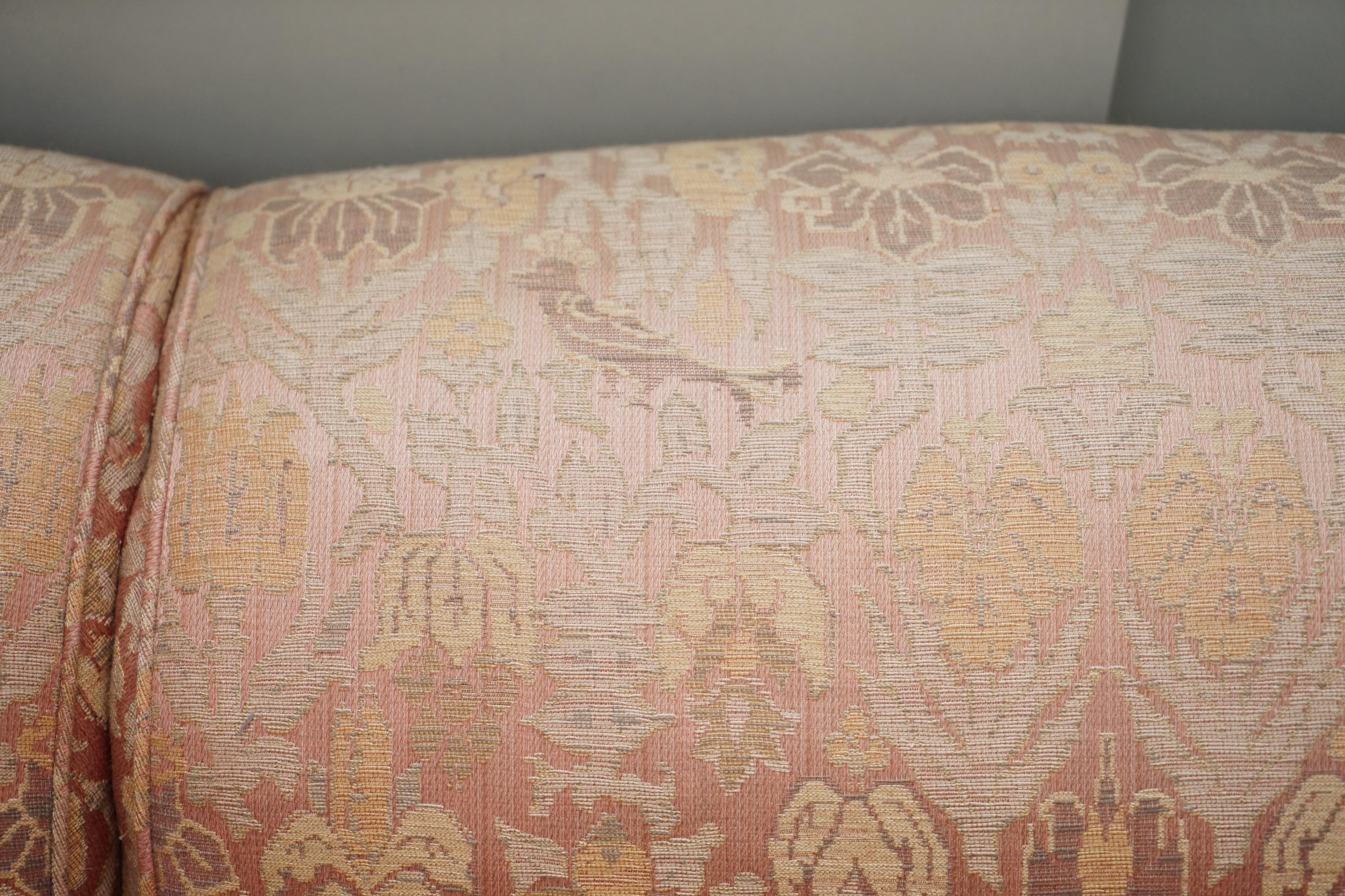 1 of 2 George Smith Scroll Arm Two-Seat Sofas Embroidered Fabric 3