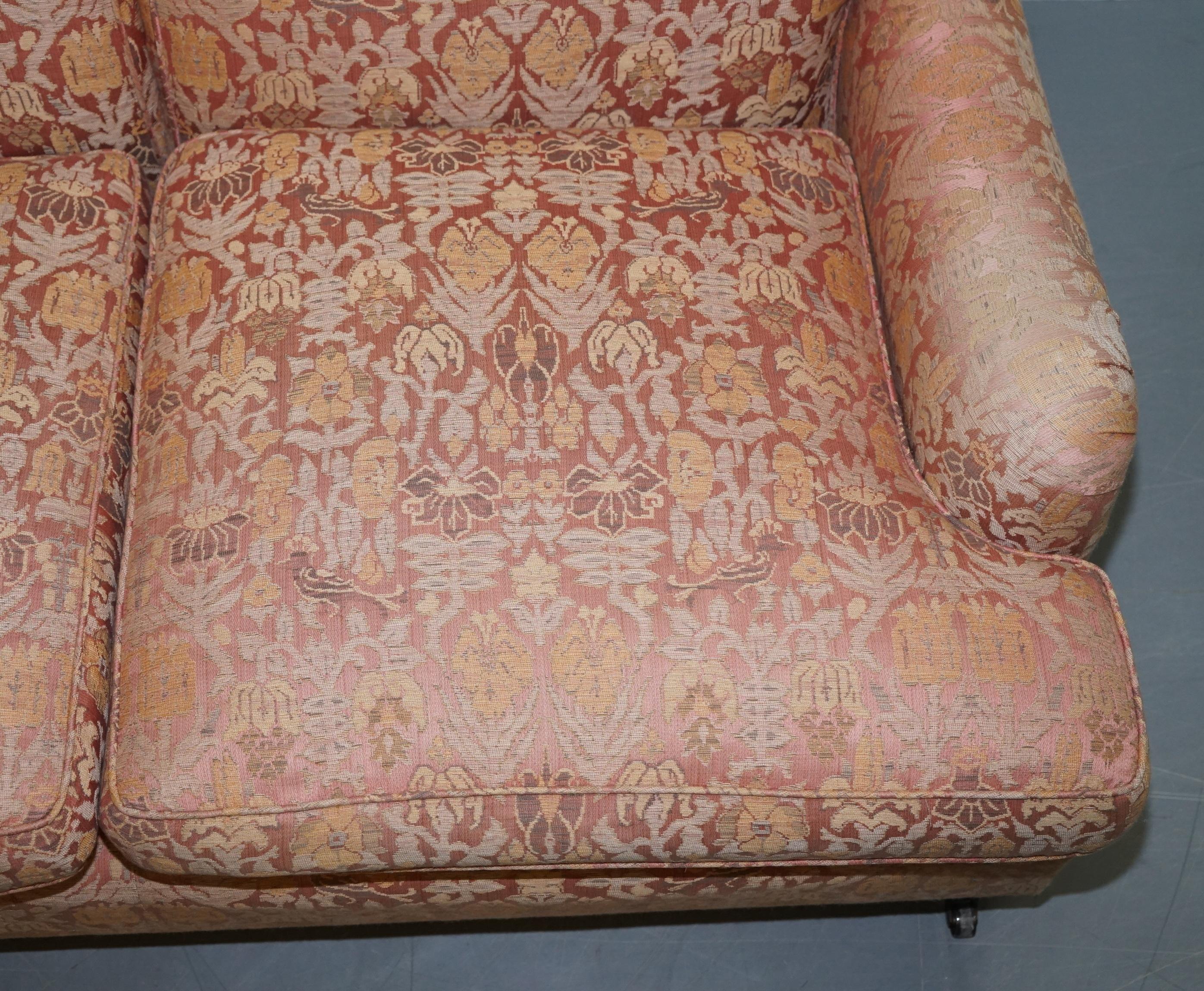 English 1 of 2 George Smith Scroll Arm Two-Seat Sofas Embroidered Fabric