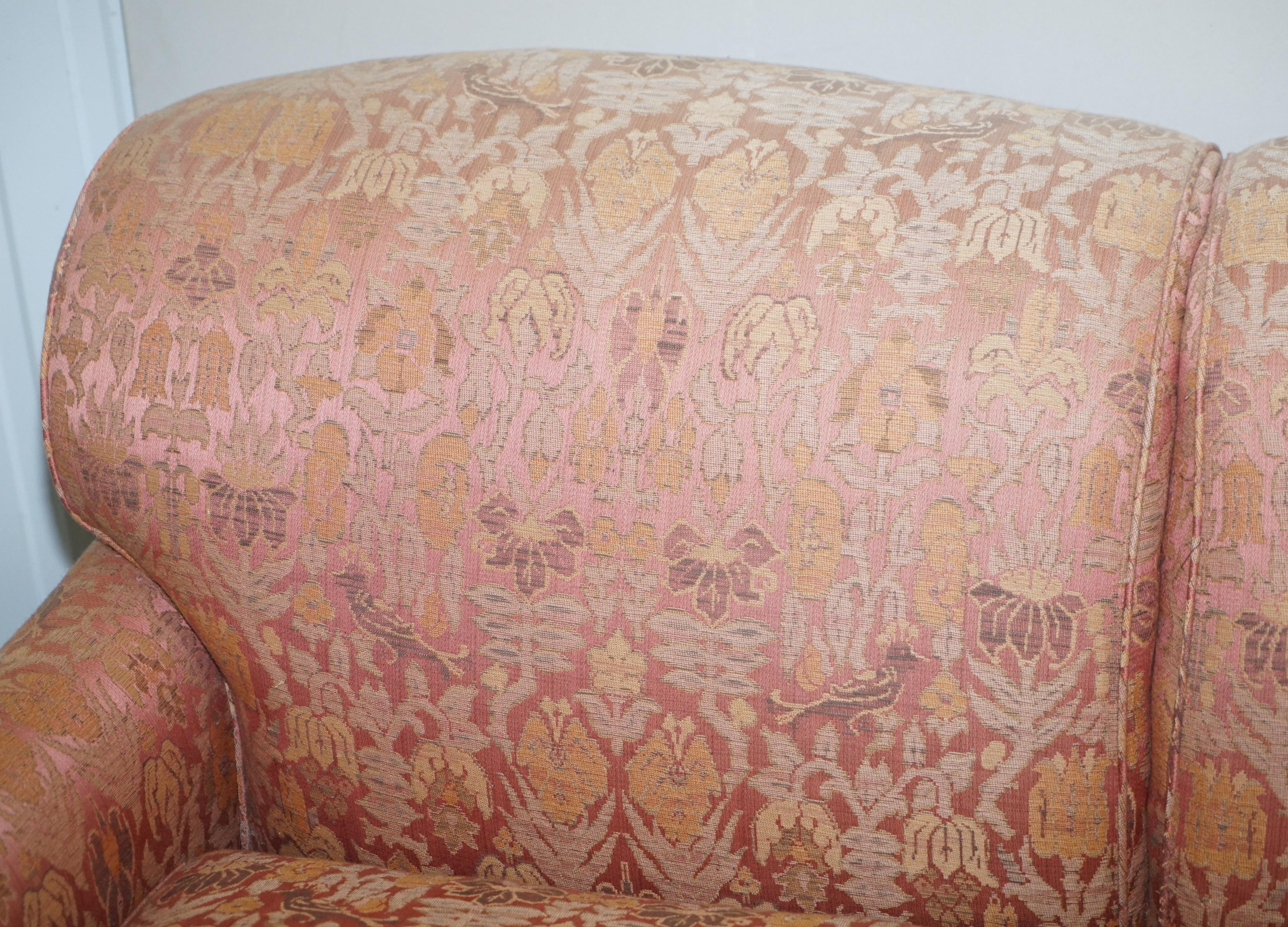 Upholstery 1 of 2 George Smith Scroll Arm Two-Seat Sofas Embroidered Fabric