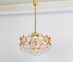 1 of 2 Gilt Brass Chandelier, Sciolari style by Palwa, Germany, 1970s