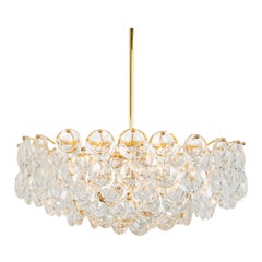1 of 2 Lampadario in cristallo dorato in ottone di Palwa, Sciolari Design, Germania, anni '70