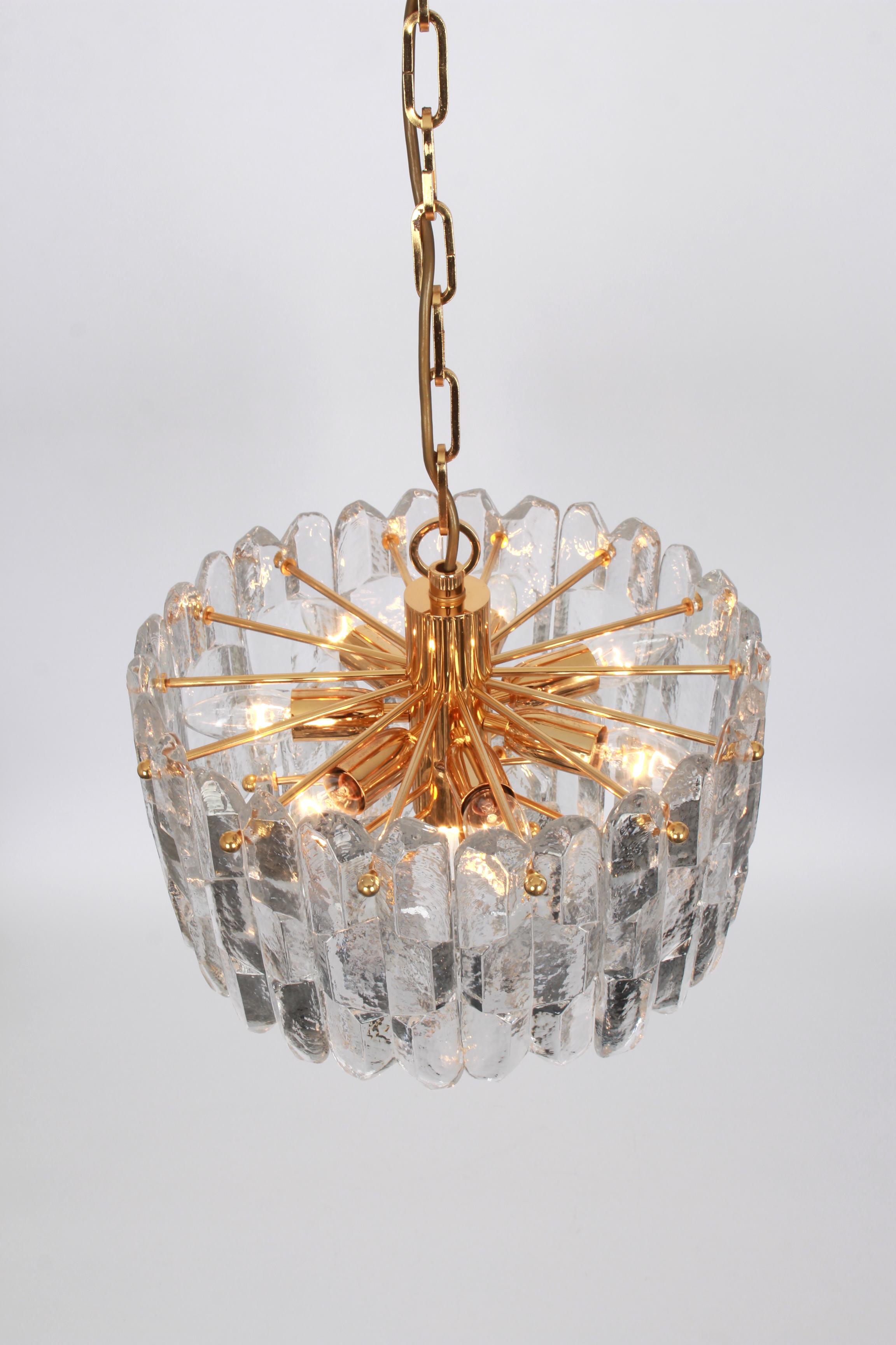 1 of 2 Gilt Brass, Crystal Glass Light Chandelier Palazzo, Kalmar, Austria, 1970 For Sale 4