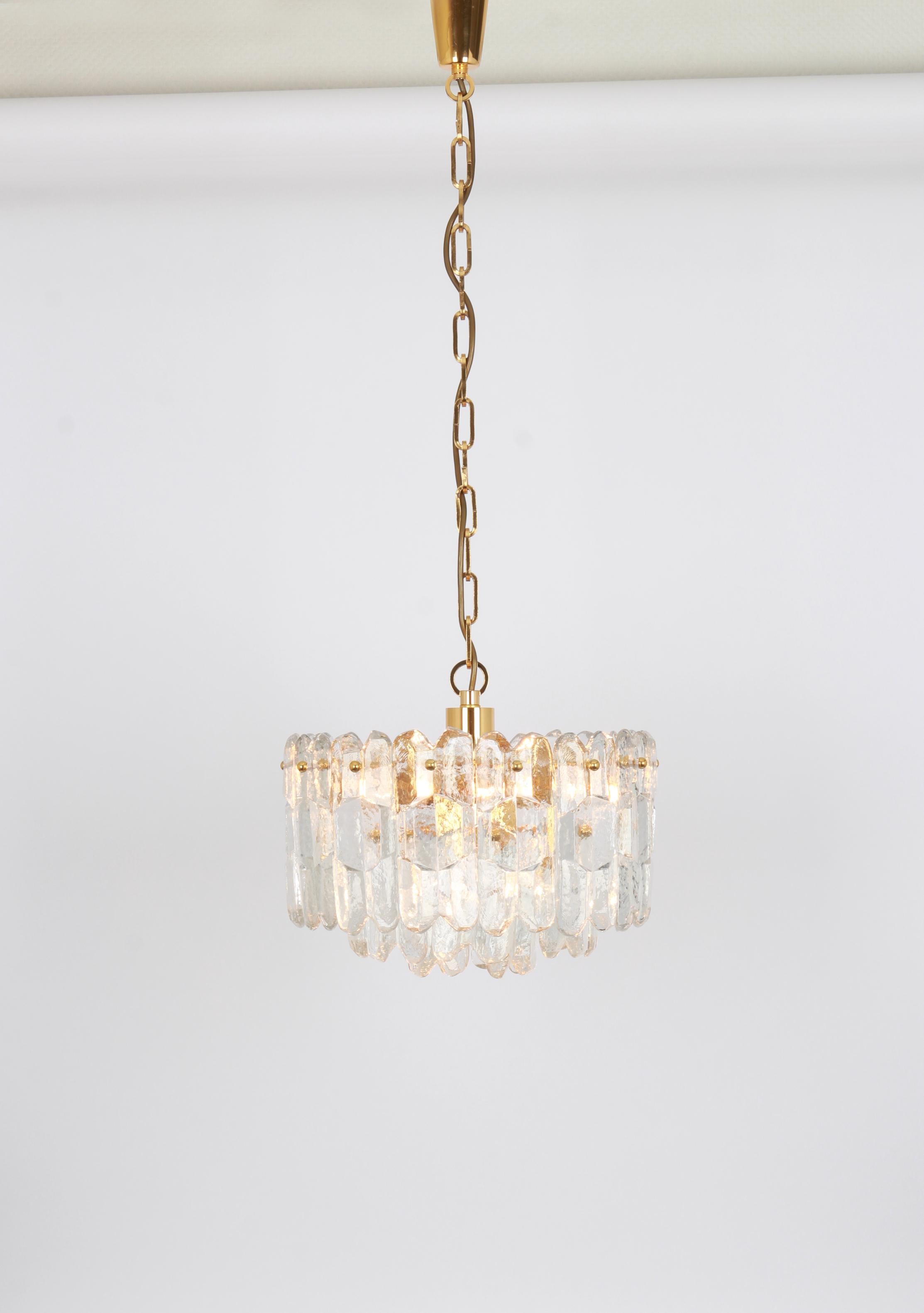 1 of 2 Gilt Brass, Crystal Glass Light Chandelier Palazzo, Kalmar, Austria, 1970 For Sale 5