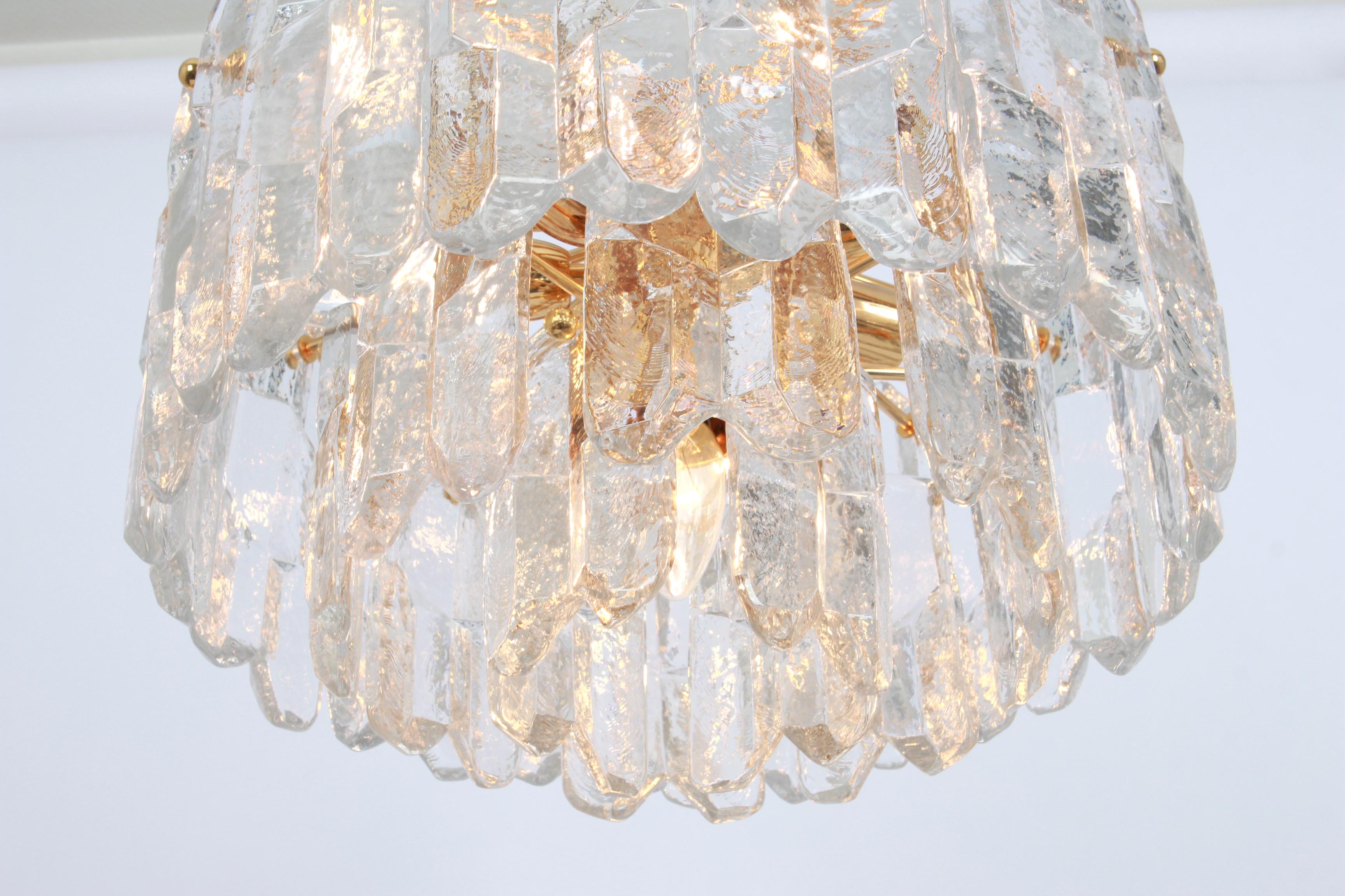 1 of 2 Gilt Brass, Crystal Glass Light Chandelier Palazzo, Kalmar, Austria, 1970 For Sale 6