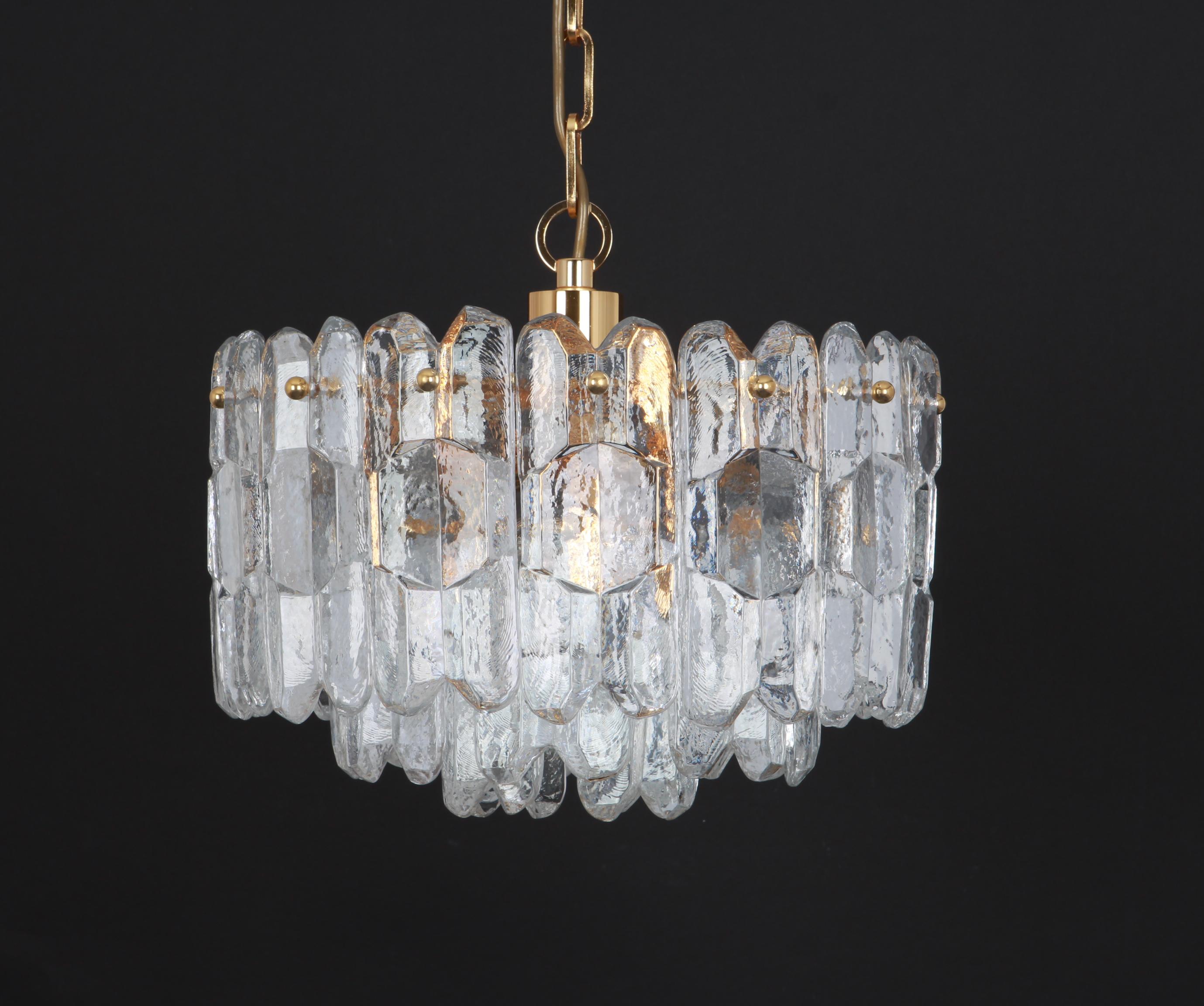 1 of 2 Gilt Brass, Crystal Glass Light Chandelier Palazzo, Kalmar, Austria, 1970 For Sale 8