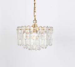 1 of 2 Gilt Brass, Crystal Glass Light Chandelier Palazzo, Kalmar, Austria, 1970