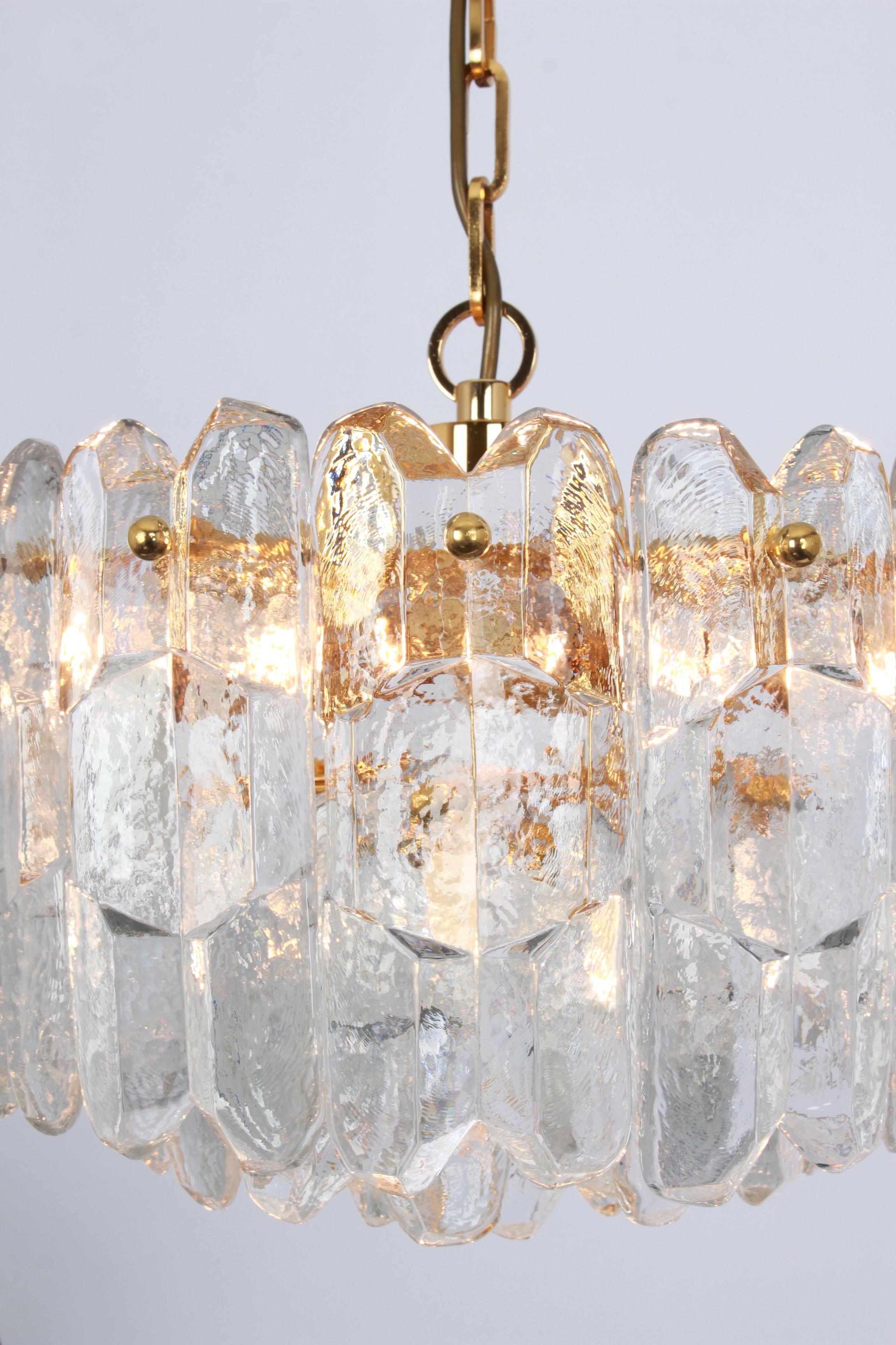 1 of 2 Gilt Brass, Crystal Glass Light Chandelier Palazzo, Kalmar, Austria, 1970 For Sale 3