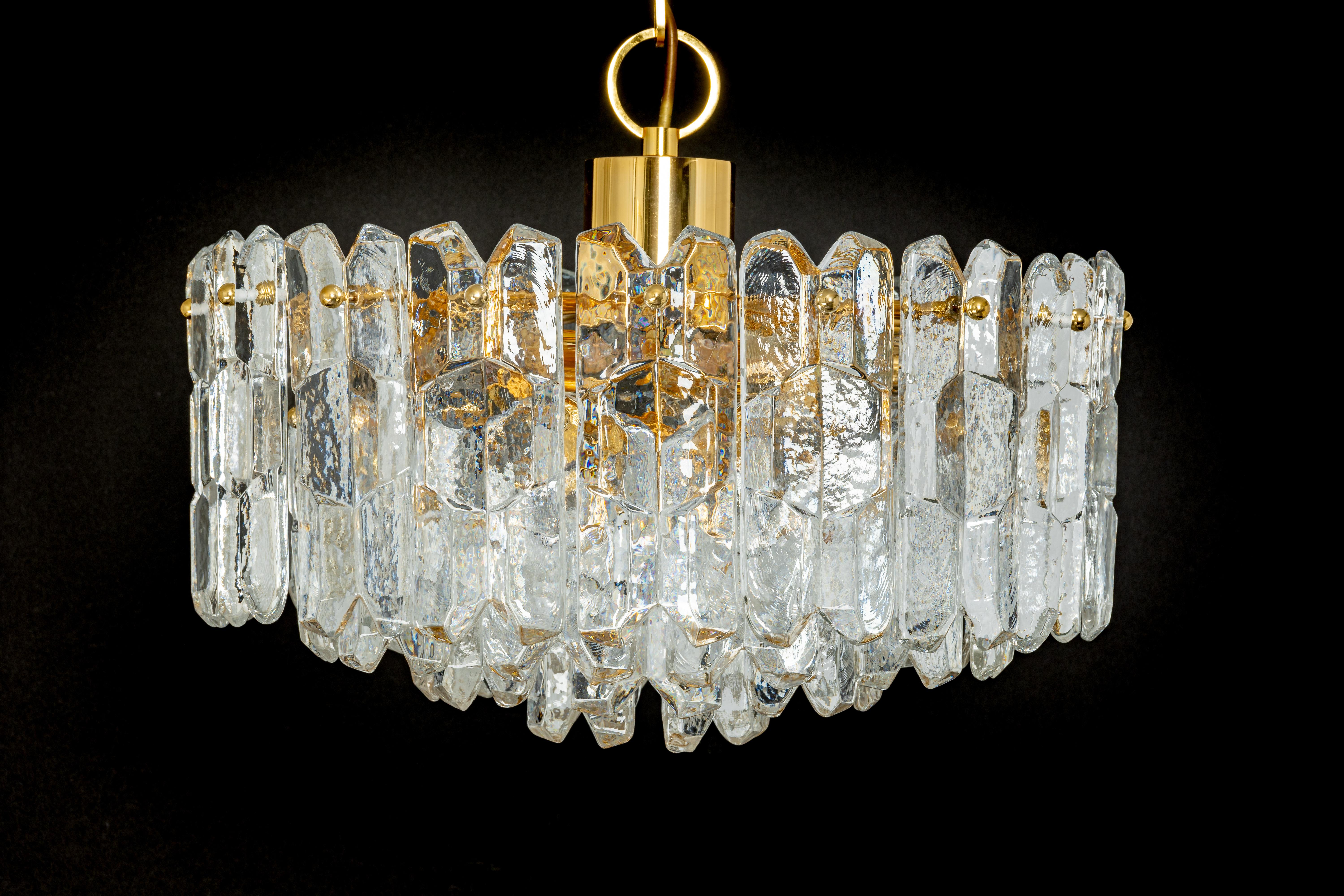 1 of 2 Gilt Brass, Murano Glass Chandelier Palazzo, Kalmar, Austria, 1970s For Sale 6