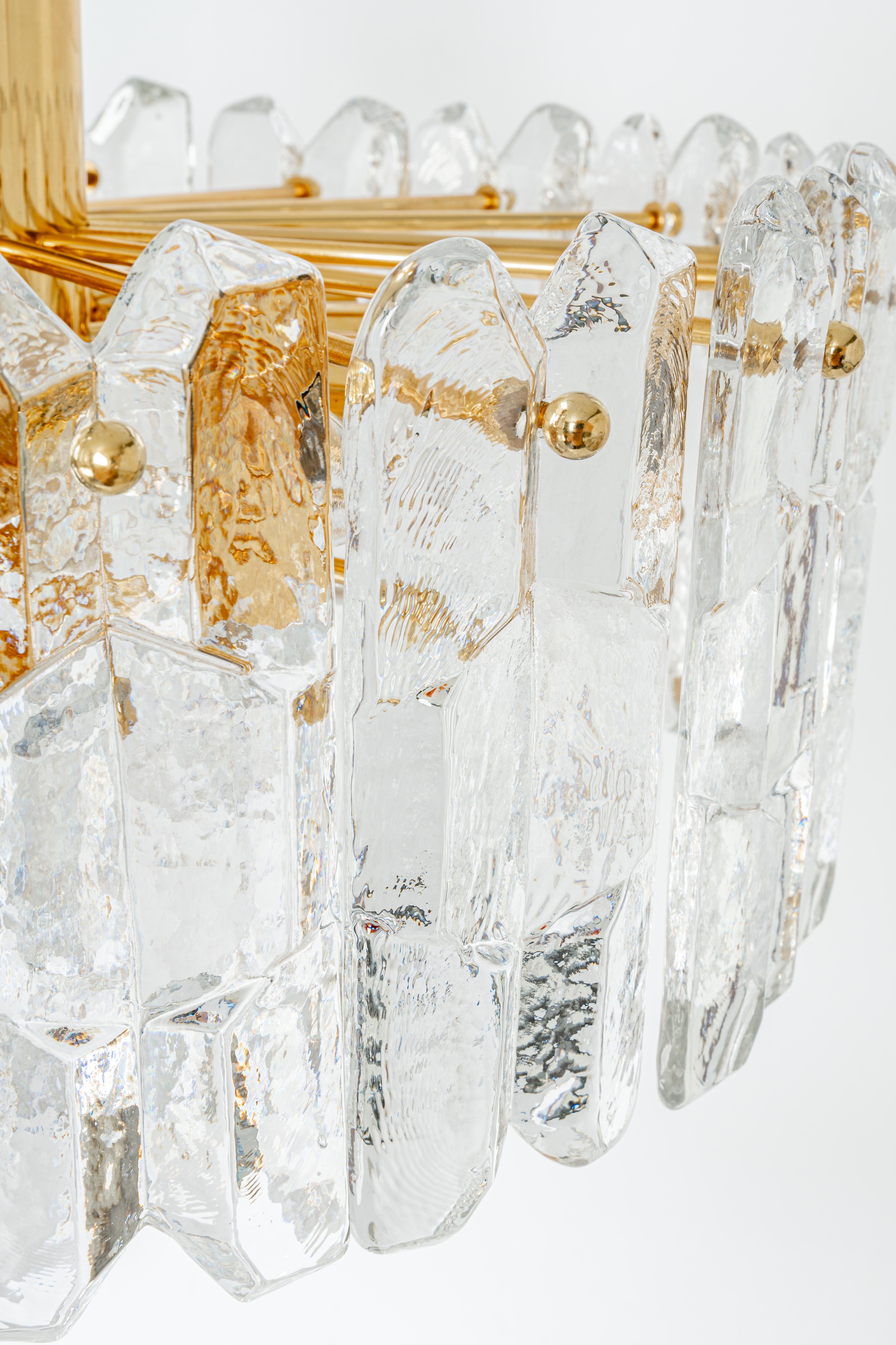 1 of 2 Gilt Brass, Murano Glass Chandelier Palazzo, Kalmar, Austria, 1970s For Sale 1