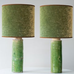 1 di 2 Lampade in ceramica verde, paralume verde personalizzato di R. Houben