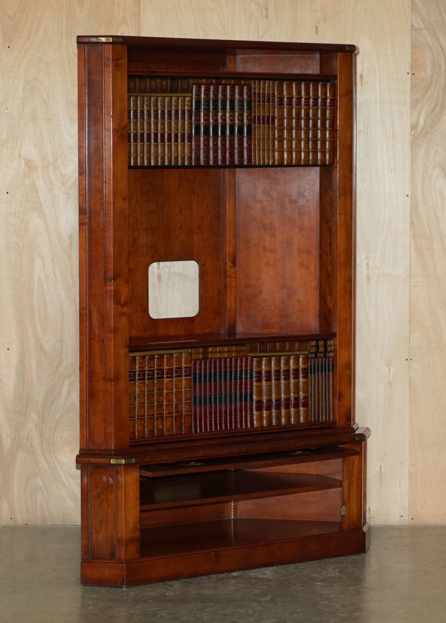 1 of 2 Harrods London Kennedy Hardwood Bookcase Home Bar Cabinet Faux Books For Sale 6