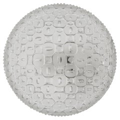 1. of 2 Heavy Round Satin Glass Bubble Flush Mount Light or Wall Lamp, 1960s